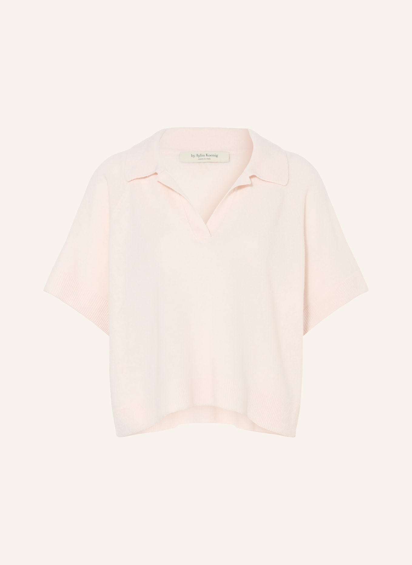 by Aylin Koenig Polo en maille ERIKA en laine mérinos et cachemire: ROSE CLAIR