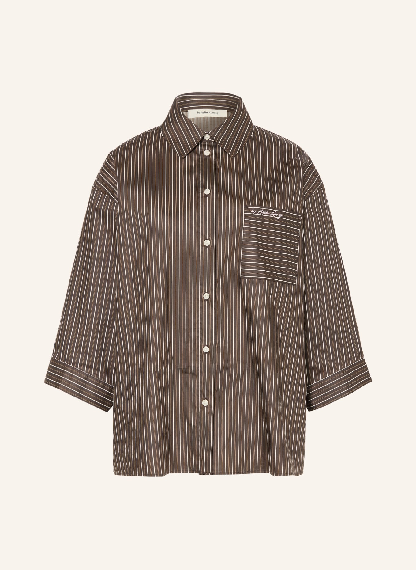 by Aylin Koenig Chemise EVA à manches 3/4: MARRON FONCÉ / COGNAC / BLANC