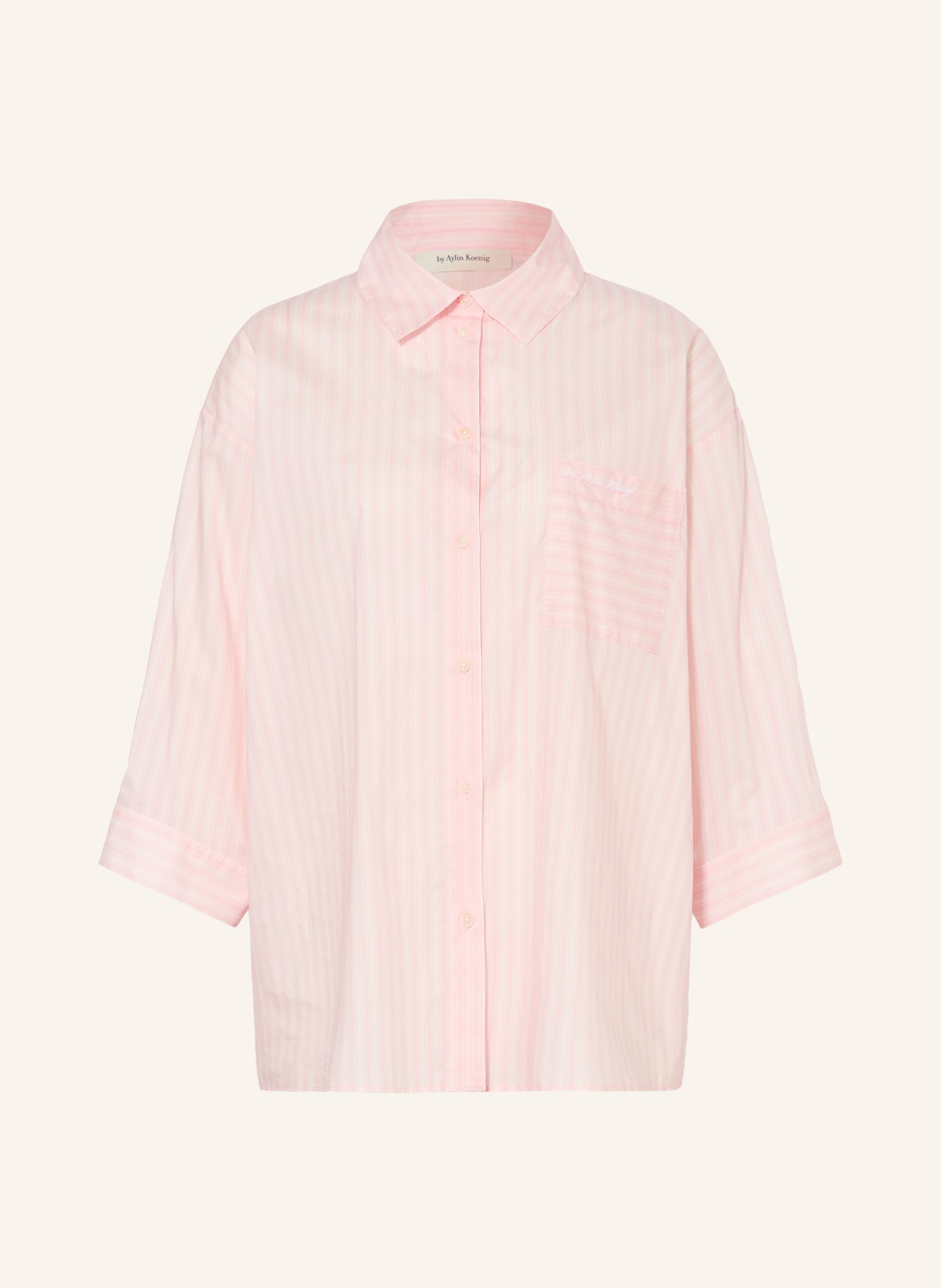 by Aylin Koenig Overhemdblouse EVA met 3/4-mouwen: ROSÉ / ROSE CLAIR / WIT