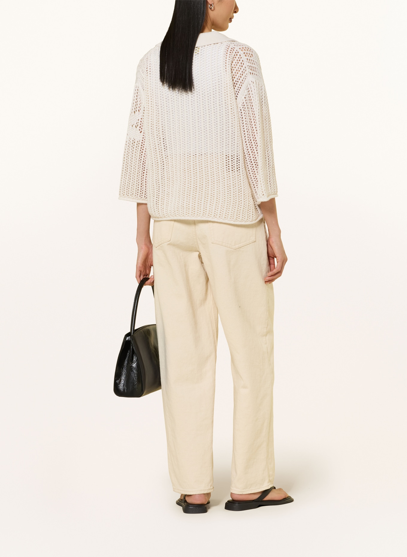 FTC CASHMERE Trui met kasjmier en 3/4-mouwen: ECRU