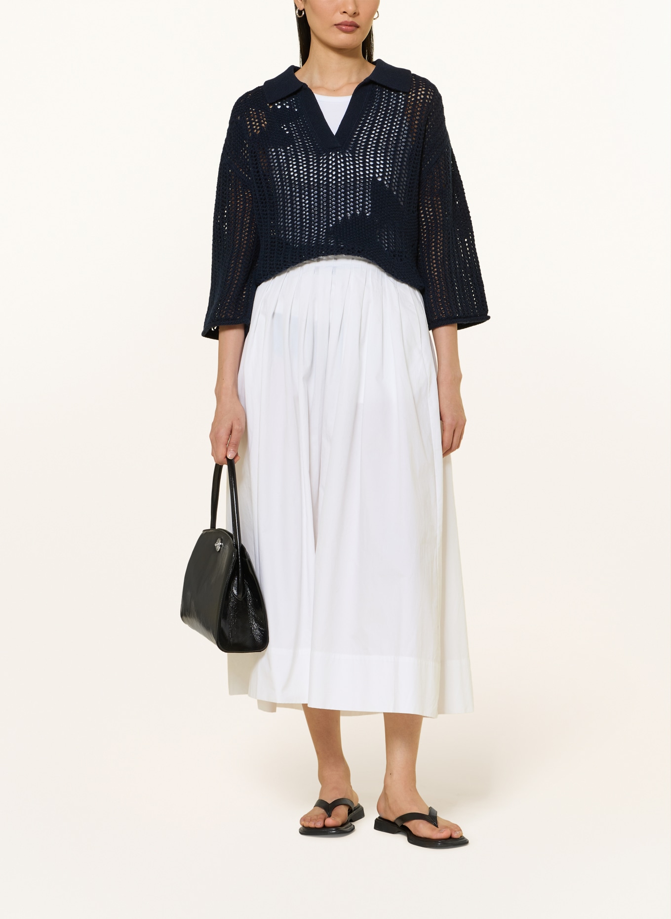 FTC CASHMERE Trui met kasjmier en 3/4-mouwen: DONKERBLAUW