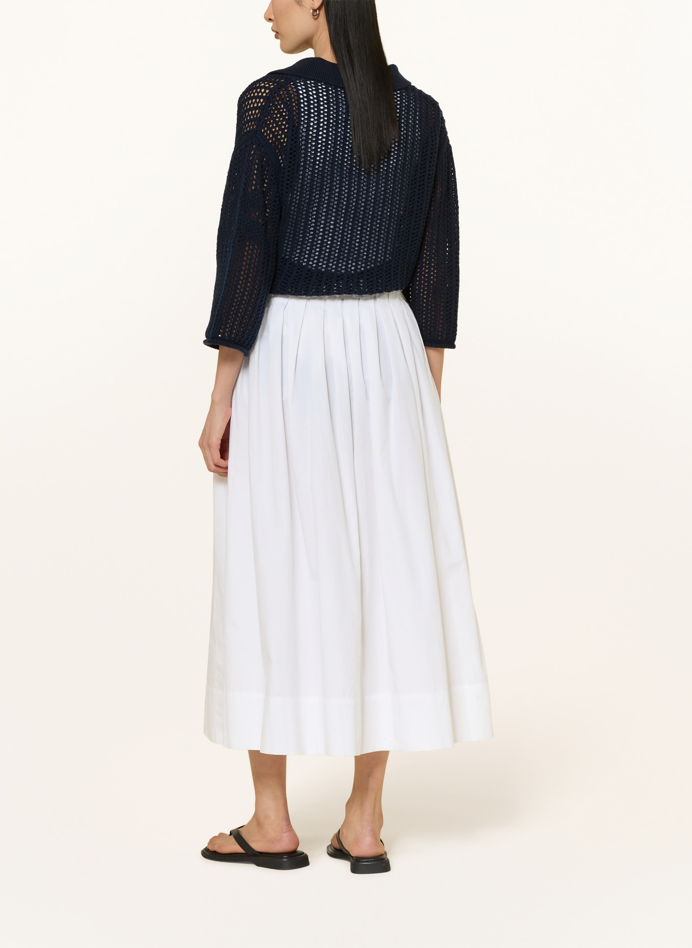 FTC CASHMERE Trui met kasjmier en 3/4-mouwen: DONKERBLAUW