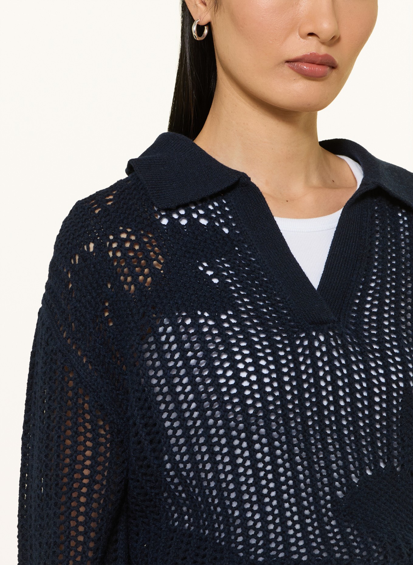 FTC CASHMERE Trui met kasjmier en 3/4-mouwen: DONKERBLAUW