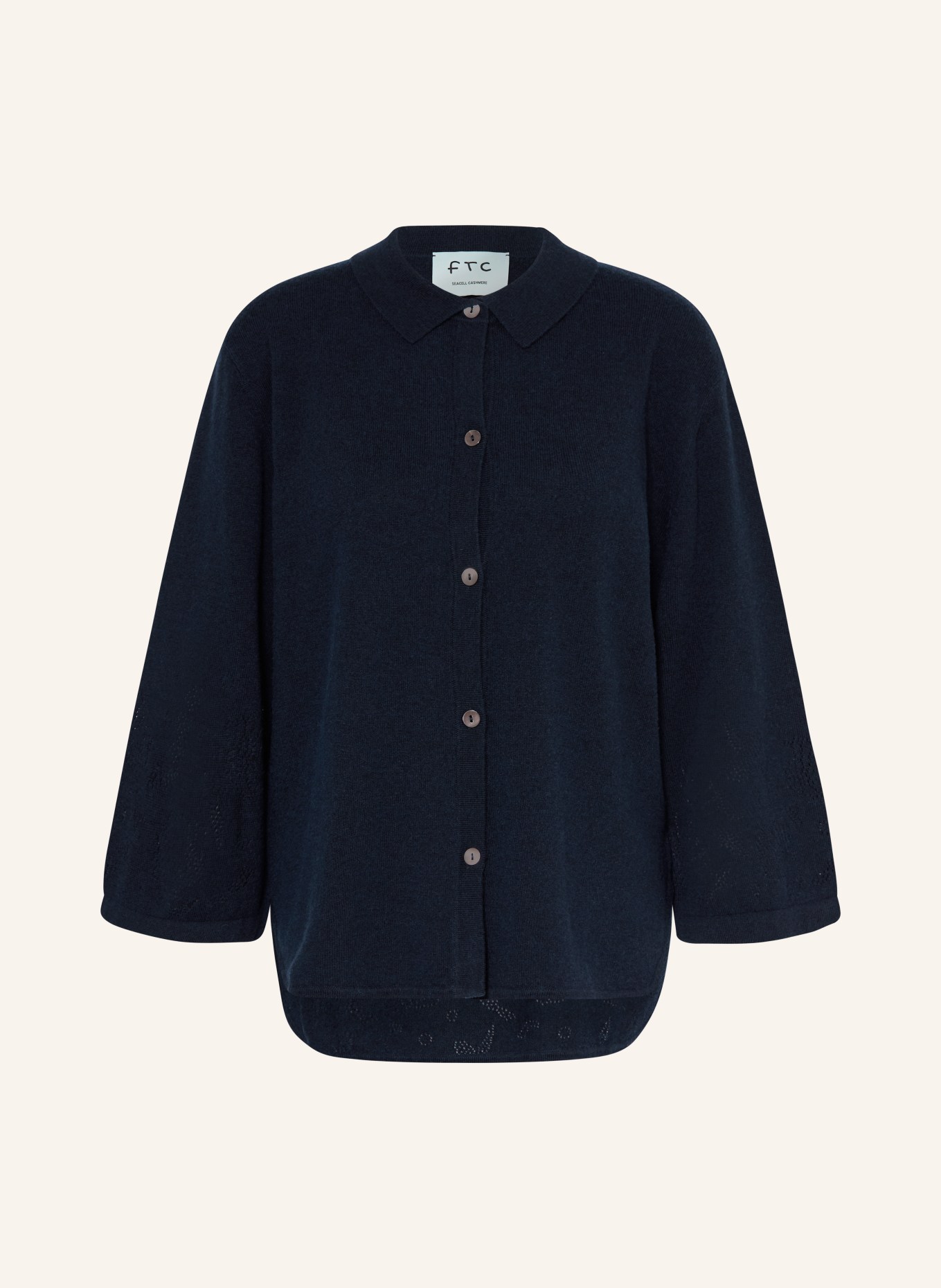 FTC CASHMERE Vest met kasjmier en 3/4-mouwen: DONKERBLAUW