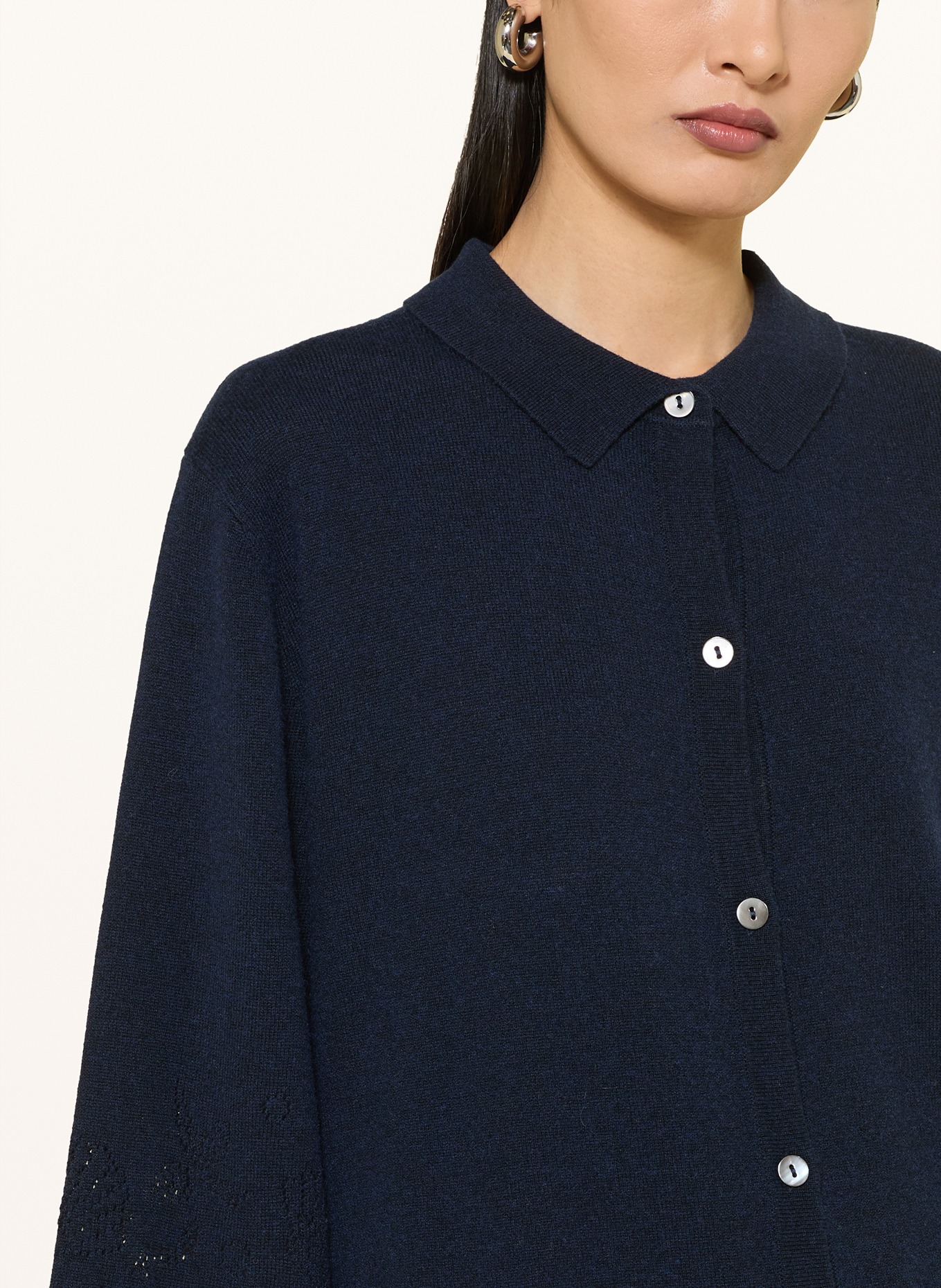 FTC CASHMERE Vest met kasjmier en 3/4-mouwen: DONKERBLAUW