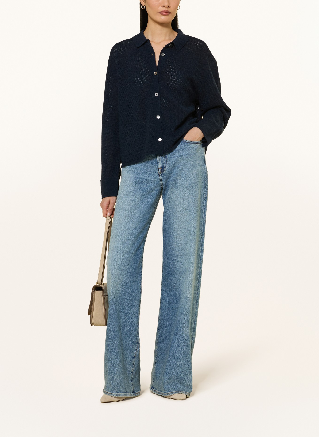 FTC CASHMERE Gebreide vest van kasjmier: DONKERBLAUW