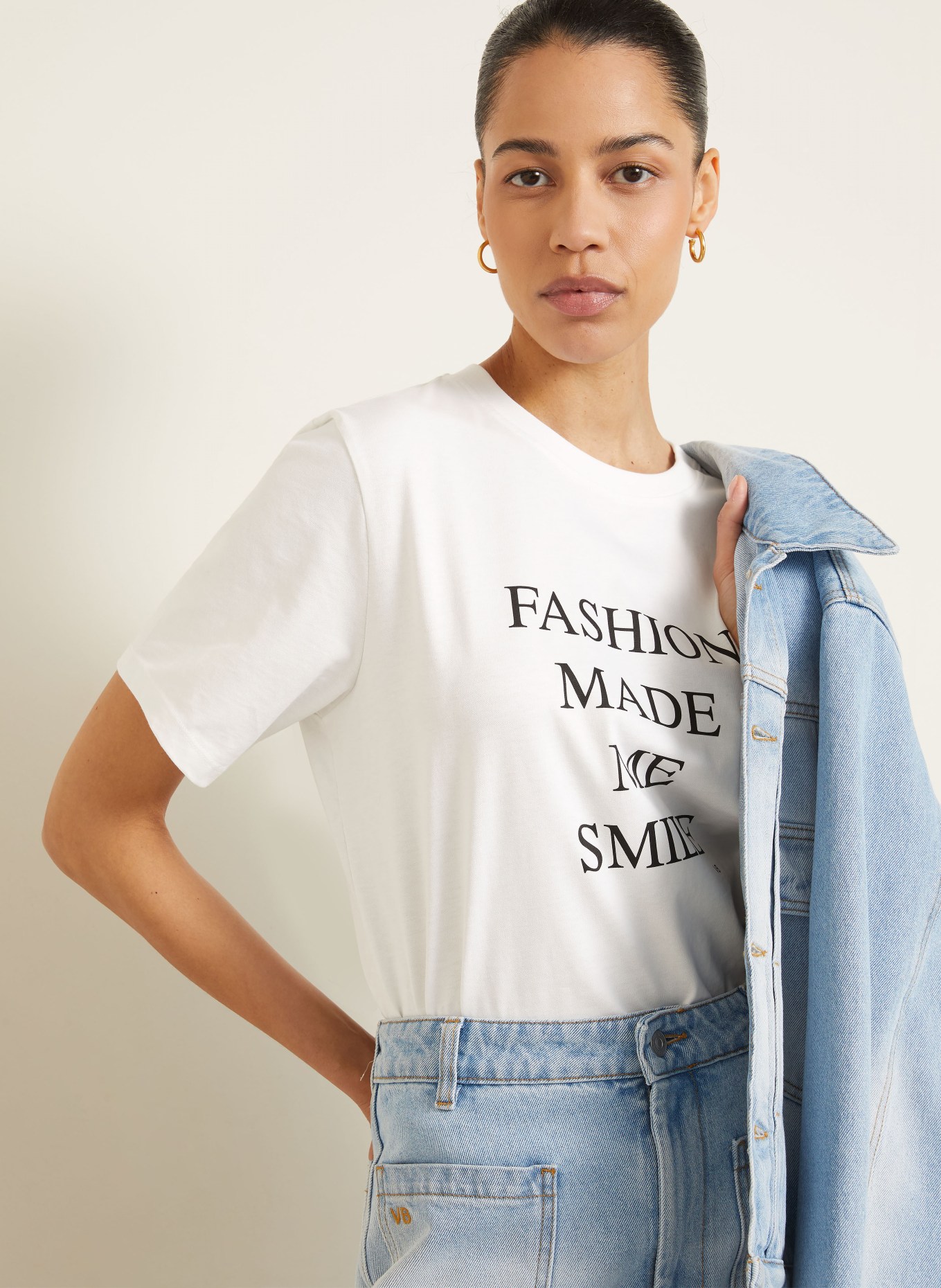 VICTORIA BECKHAM T-Shirt: WEISS / SCHWARZ