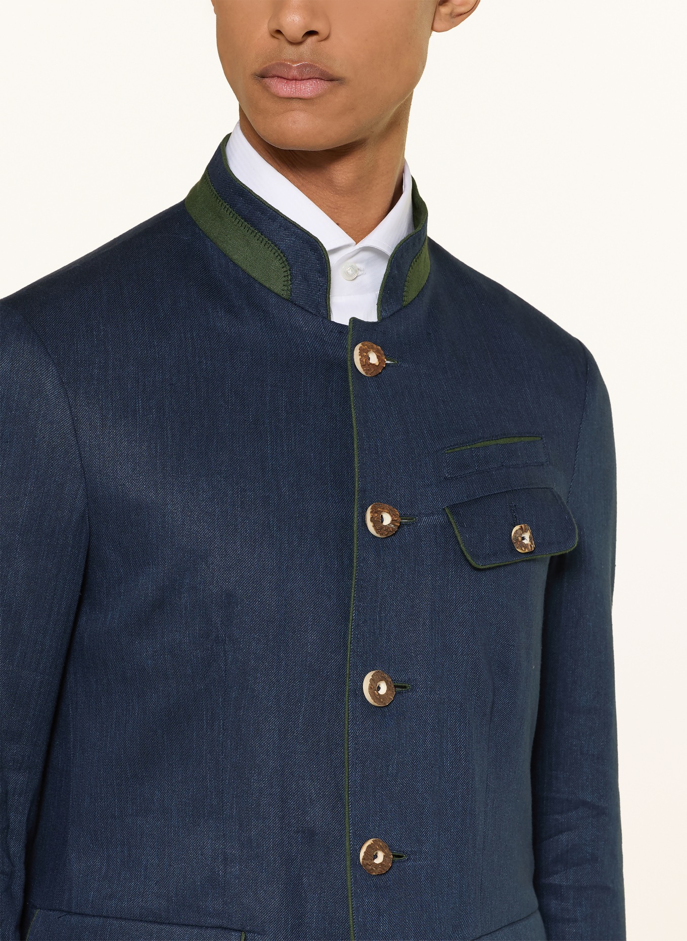 HABSBURG Janker JAKOB mit Leinen: DUNKELBLAU / DUNKELGRÜN