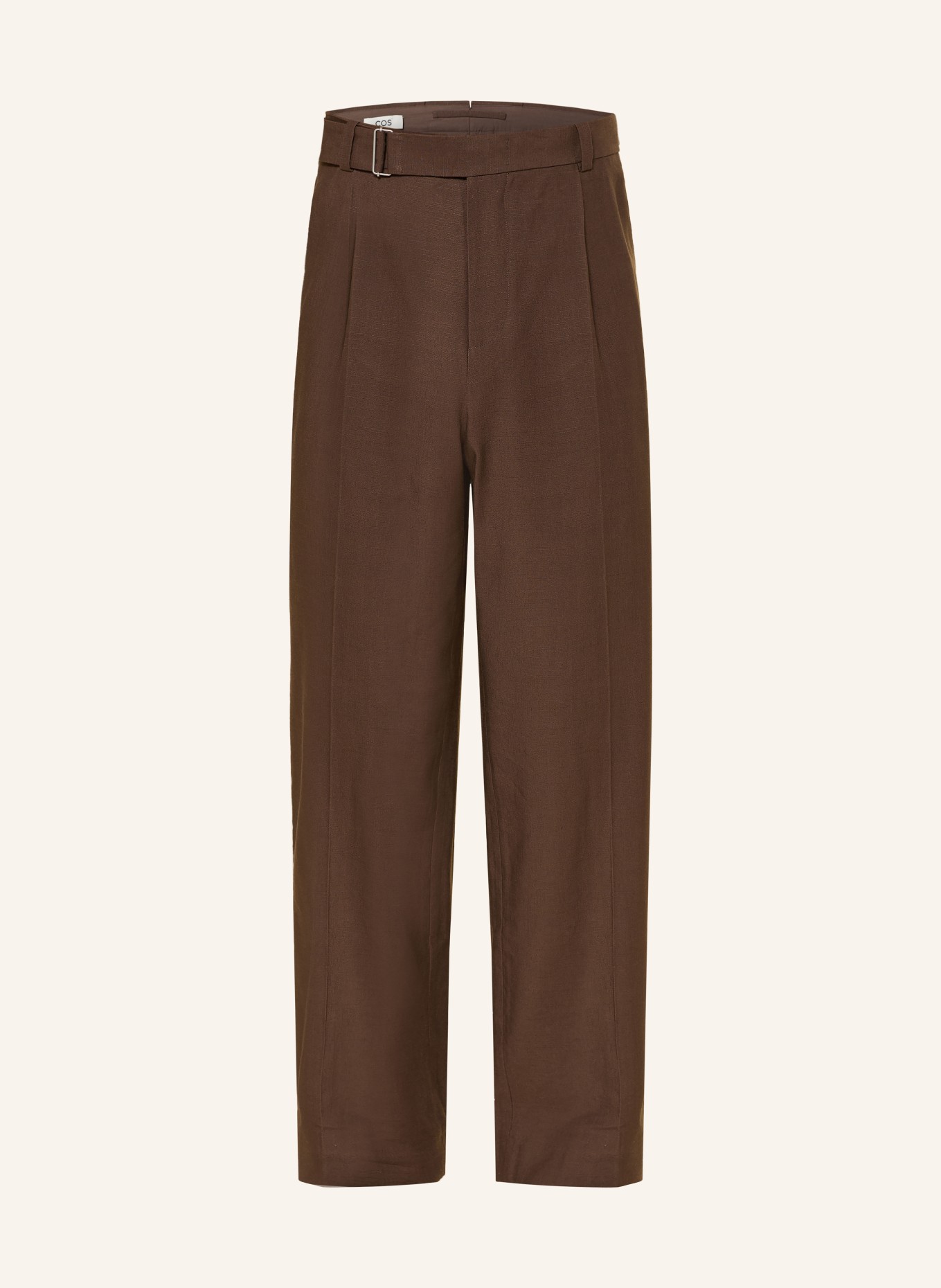 COS Pantalon coupe classique avec lin: MARRON FONCÉ