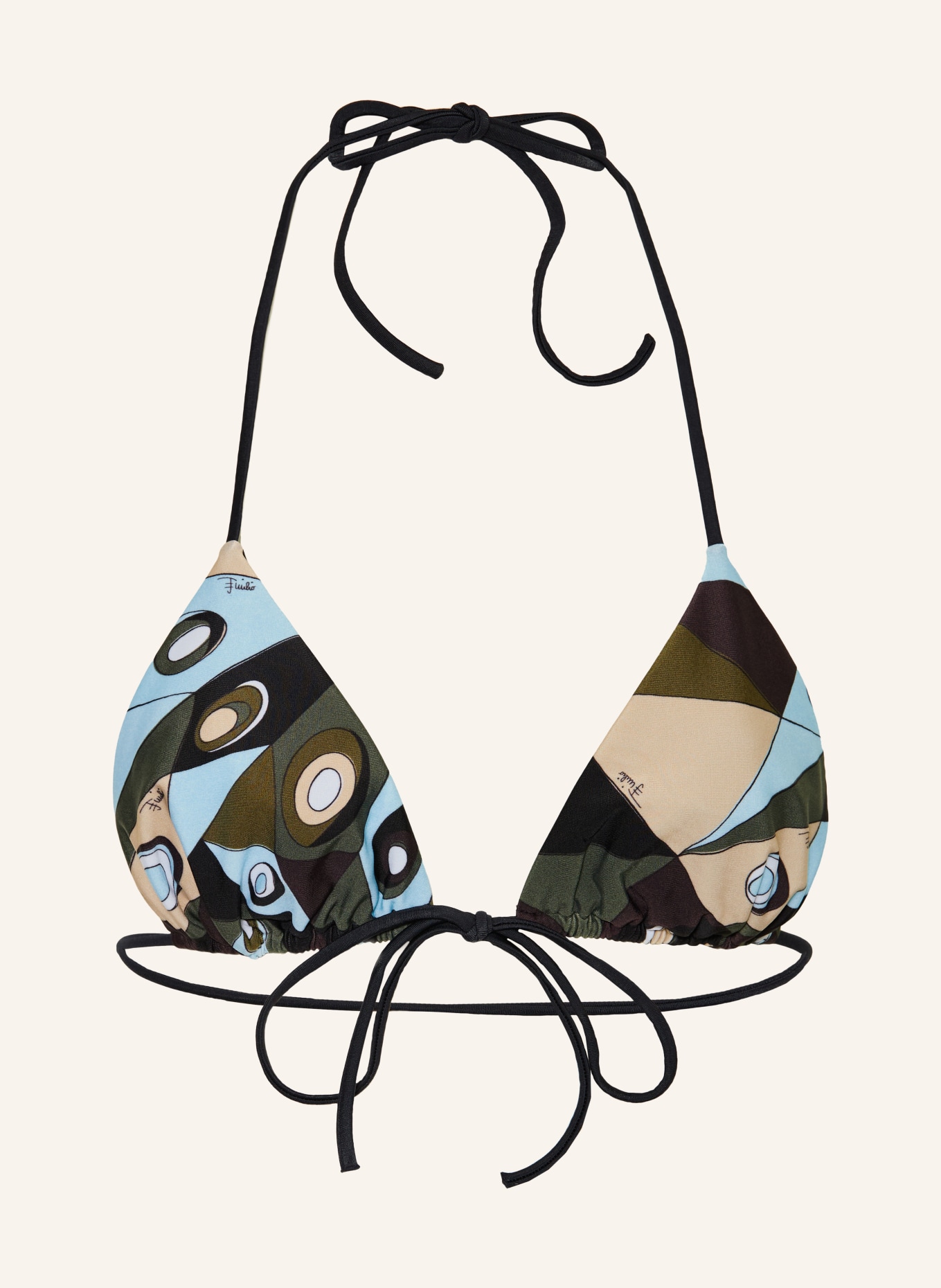 PUCCI Triangel-bikinitop: KAKI / BEIGE / LICHTBLAUW