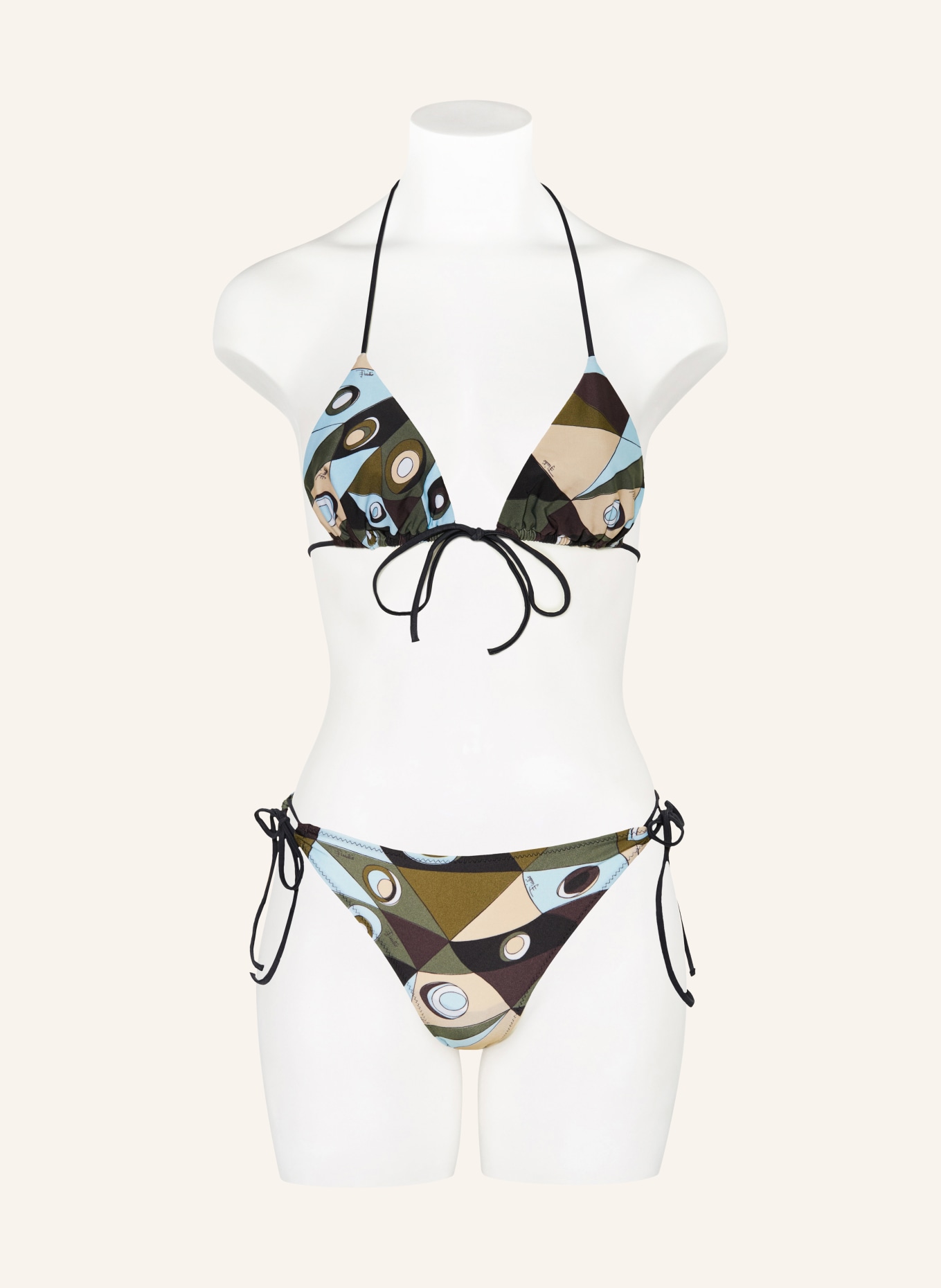 PUCCI Triangel-bikinitop: KAKI / BEIGE / LICHTBLAUW