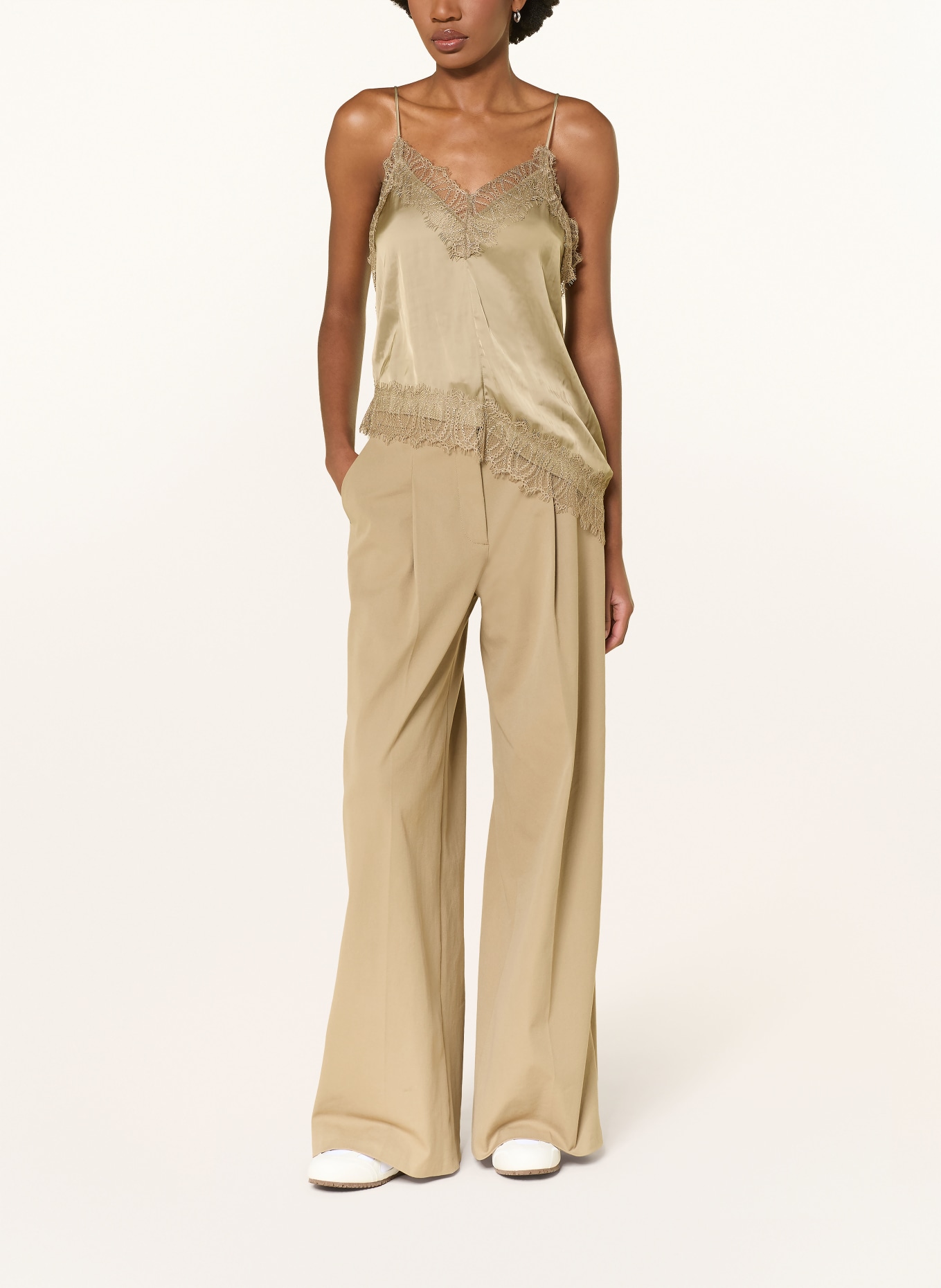 LUISA CERANO Blouse met kant: KAKI