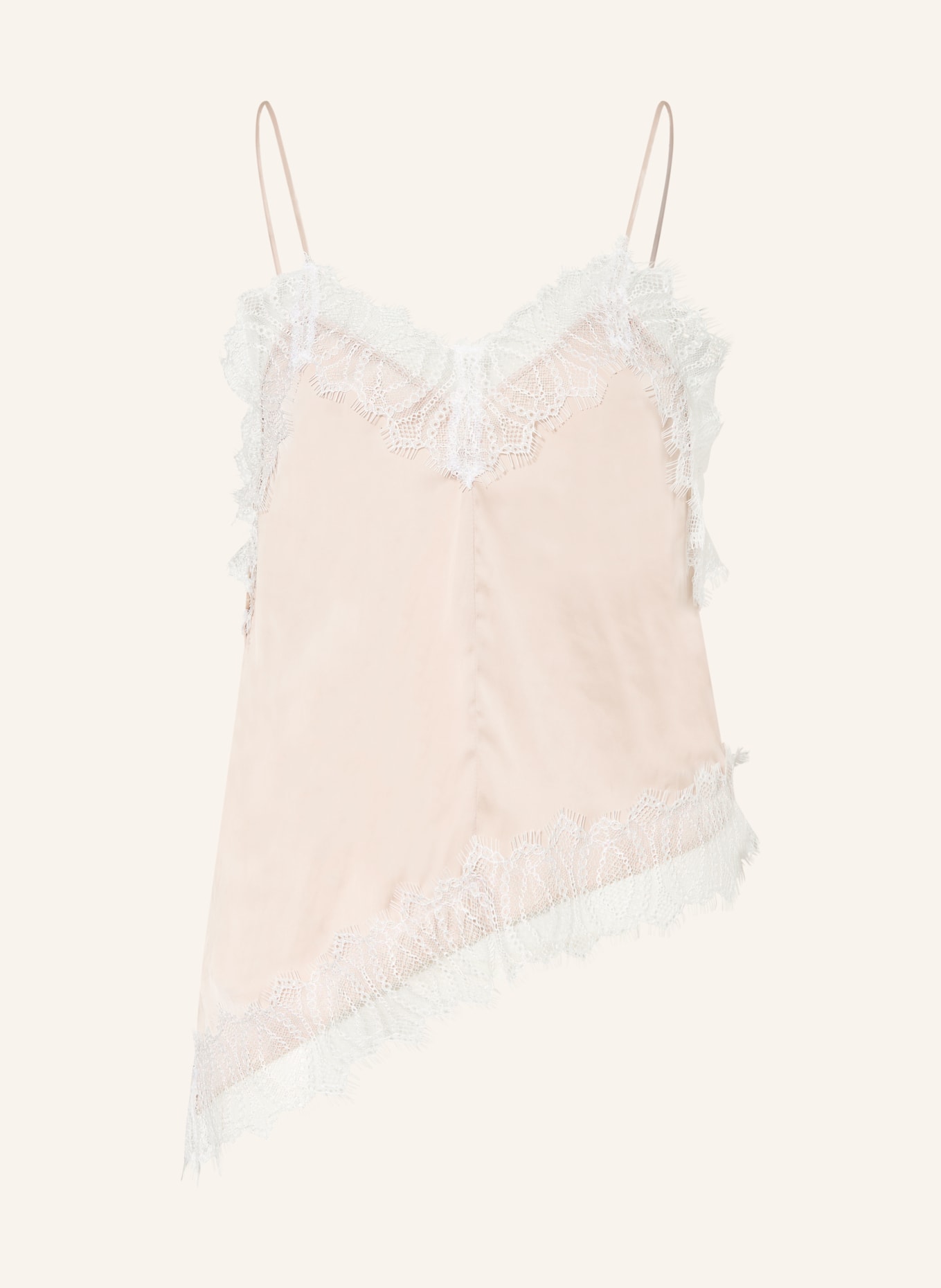 LUISA CERANO Blus med spets: LJUSBRUN / VIT
