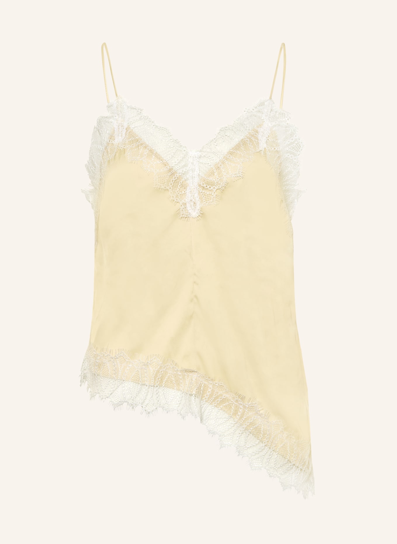 LUISA CERANO Blouse met kant: DONKERGEEL / ECRU