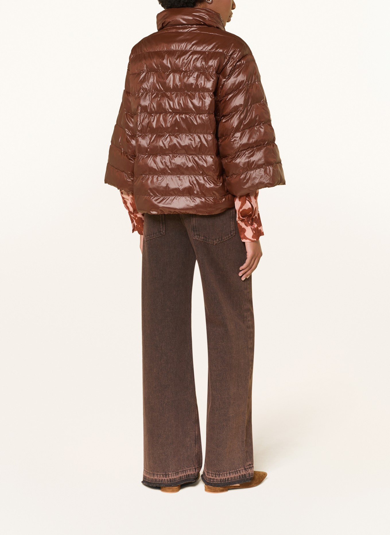 LUISA CERANO Quilted jacket with 3/4-length sleeves: DARK BROWN