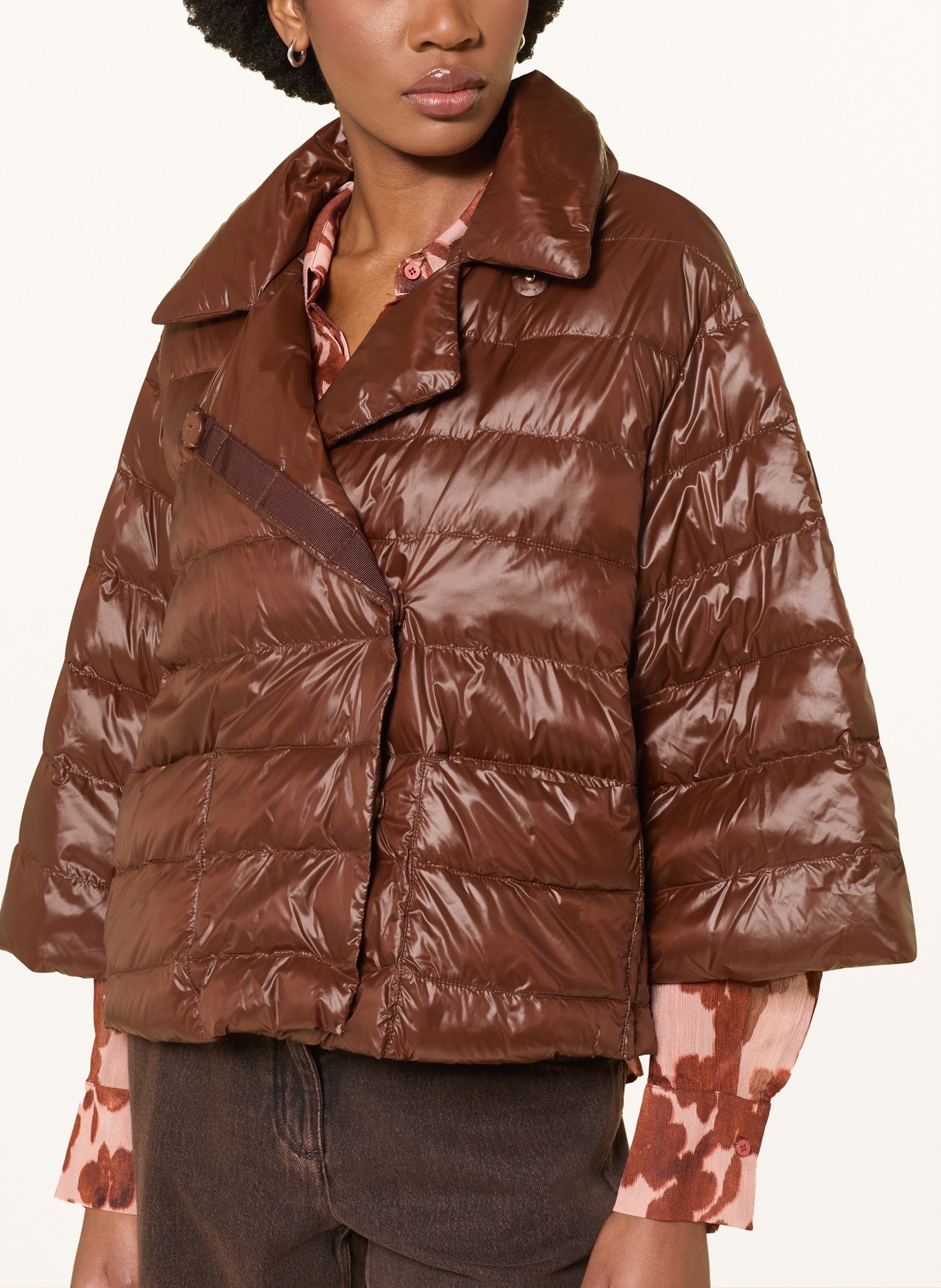 LUISA CERANO Quilted jacket with 3/4-length sleeves: DARK BROWN