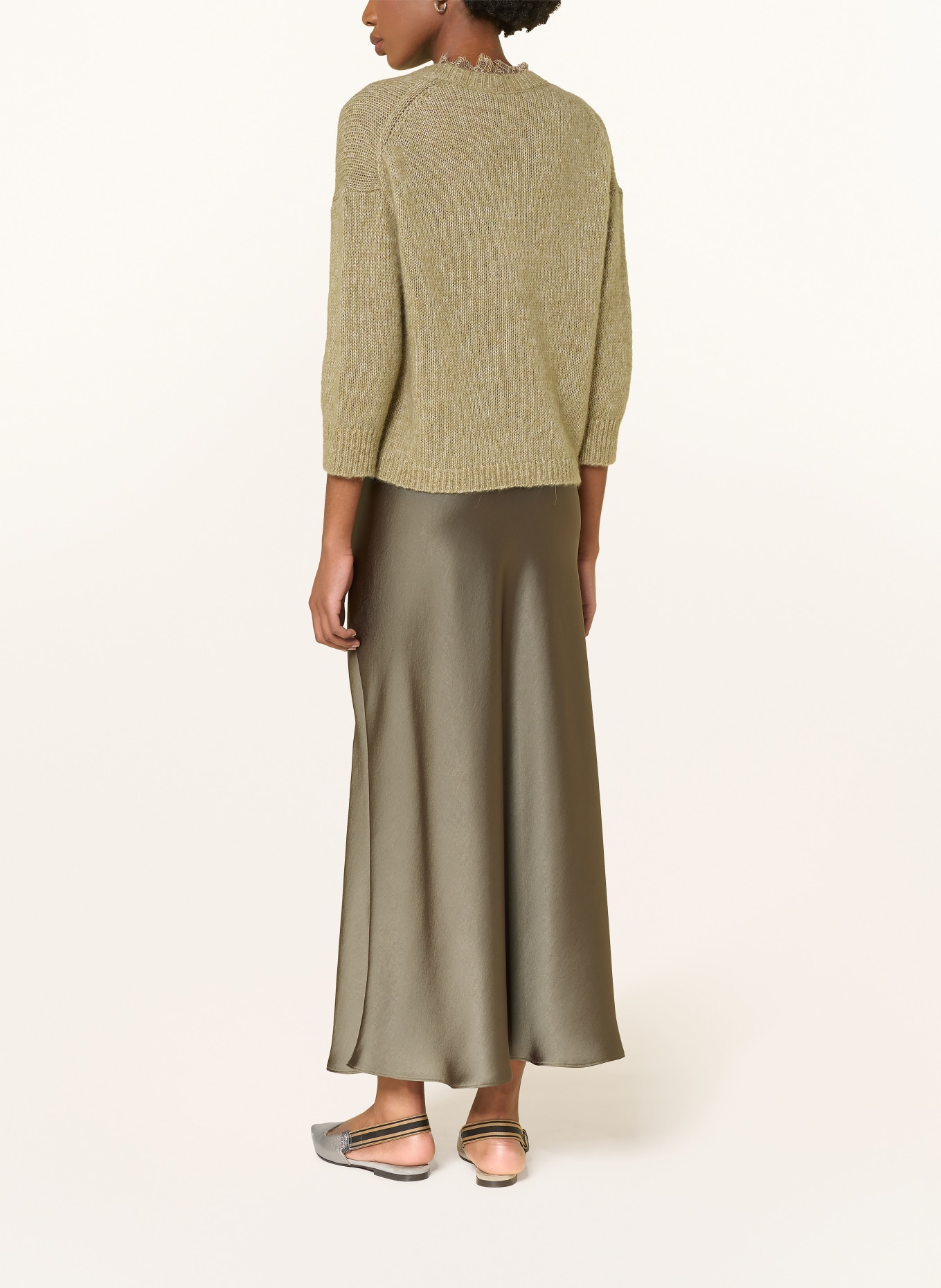LUISA CERANO Satin skirt: DARK GREEN