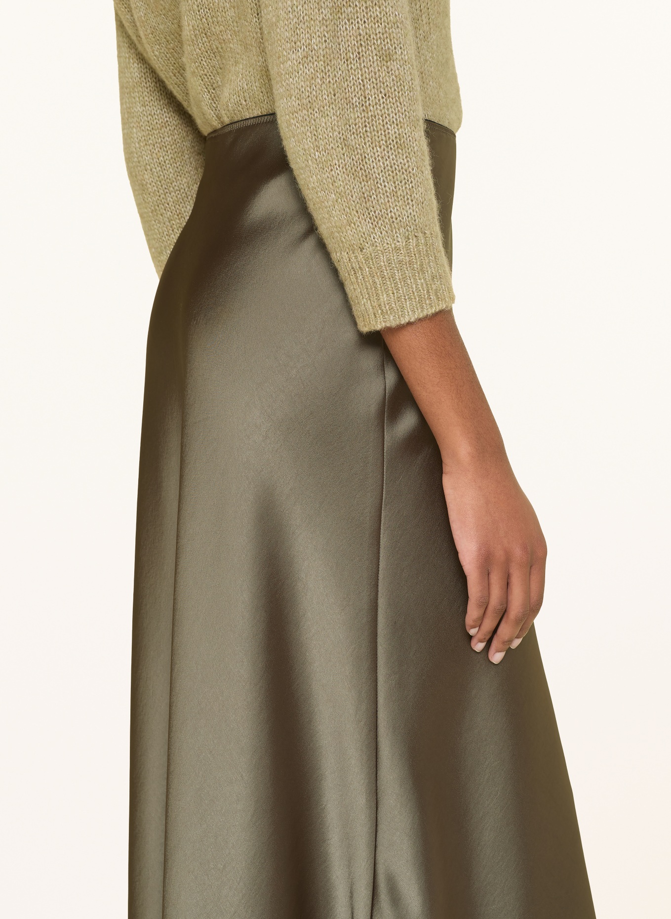 LUISA CERANO Satin skirt: DARK GREEN