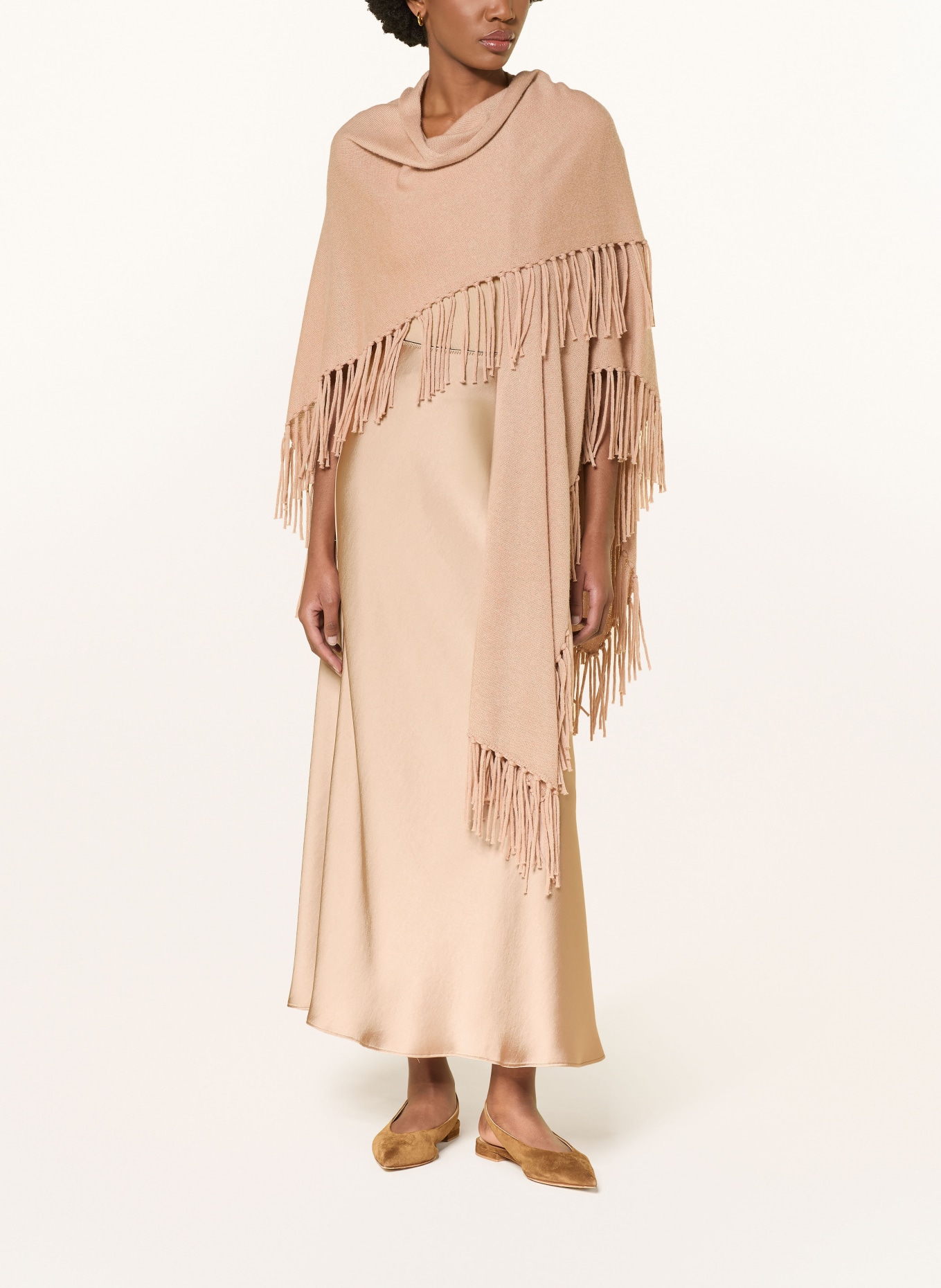 LUISA CERANO jupe en satin: CHAMEAU