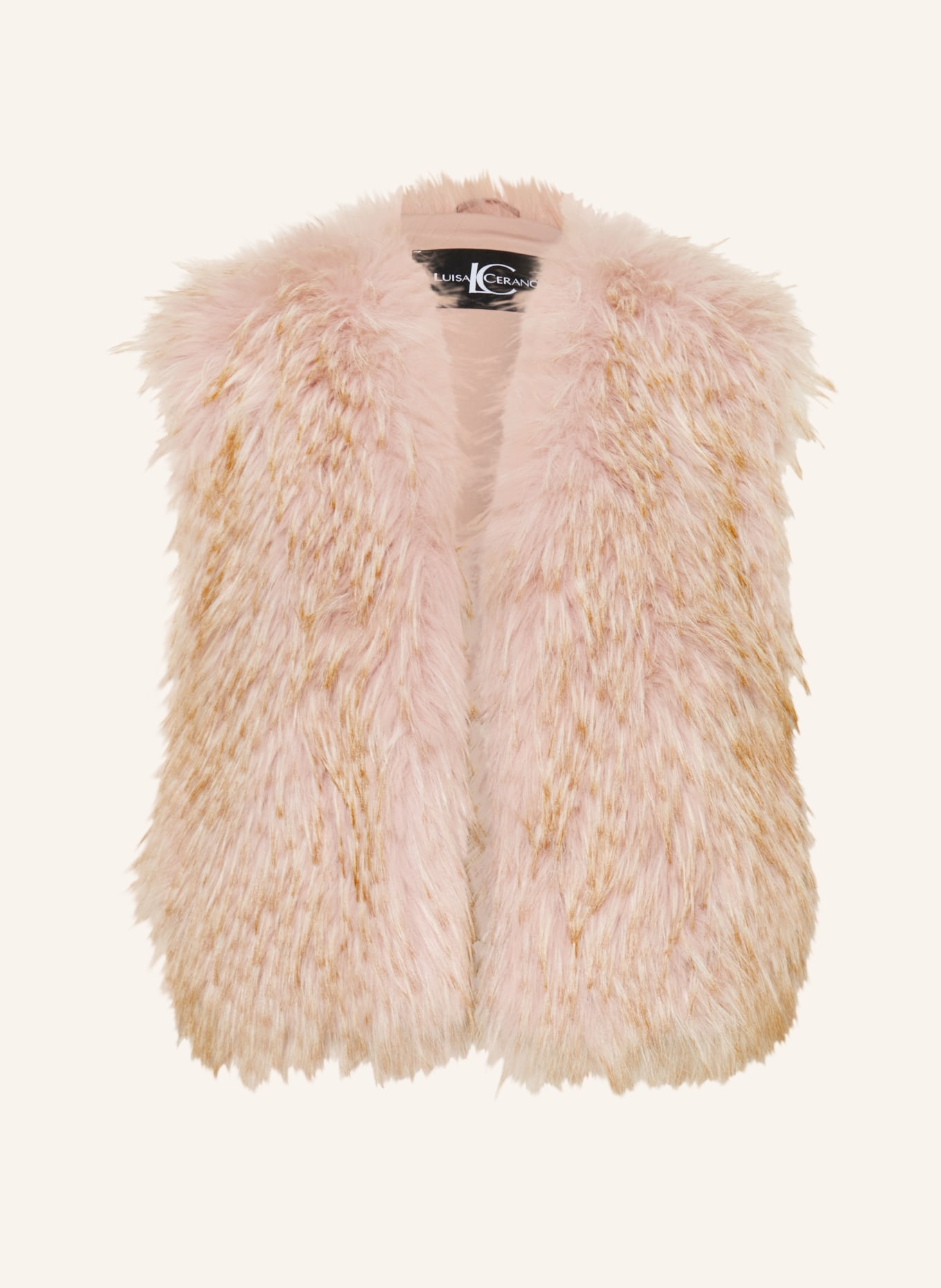 LUISA CERANO Faux fur vest: PINK / BEIGE