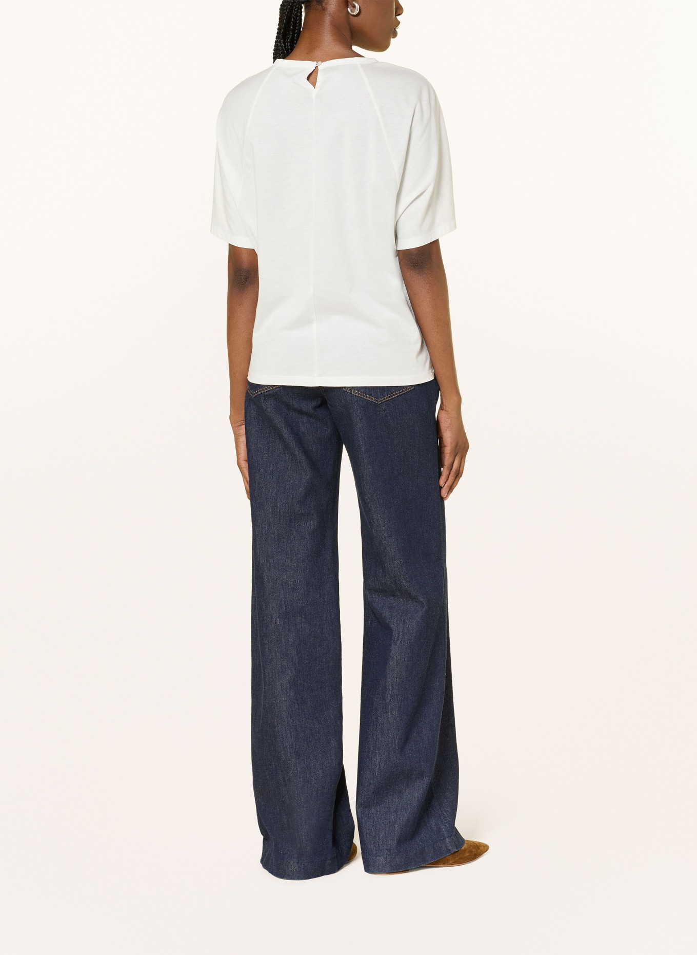 LUISA CERANO Blouse-style shirt in a mix of fabrics: WHITE