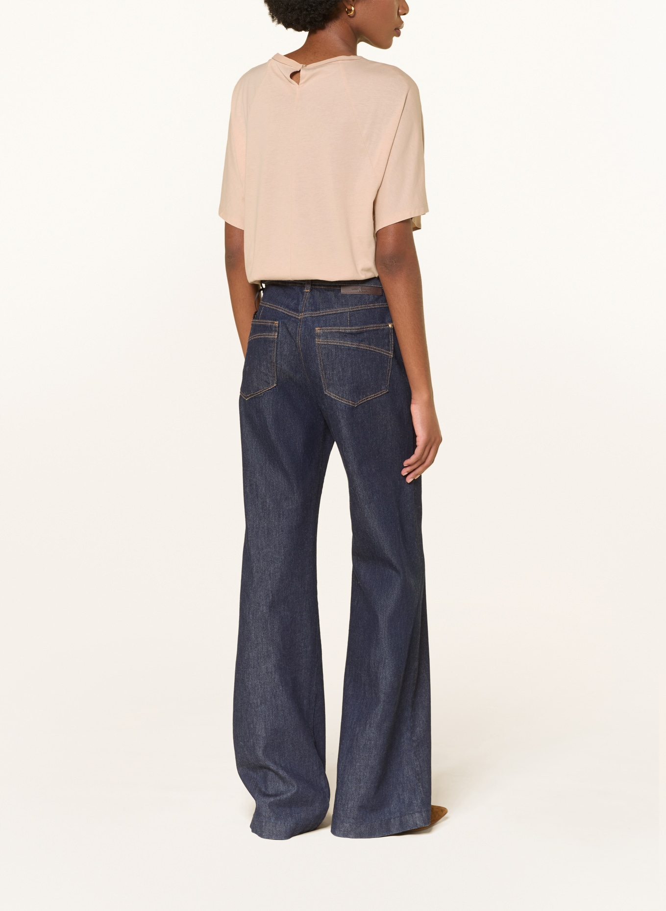 LUISA CERANO Blusenshirt im Materialmix: HELLBRAUN