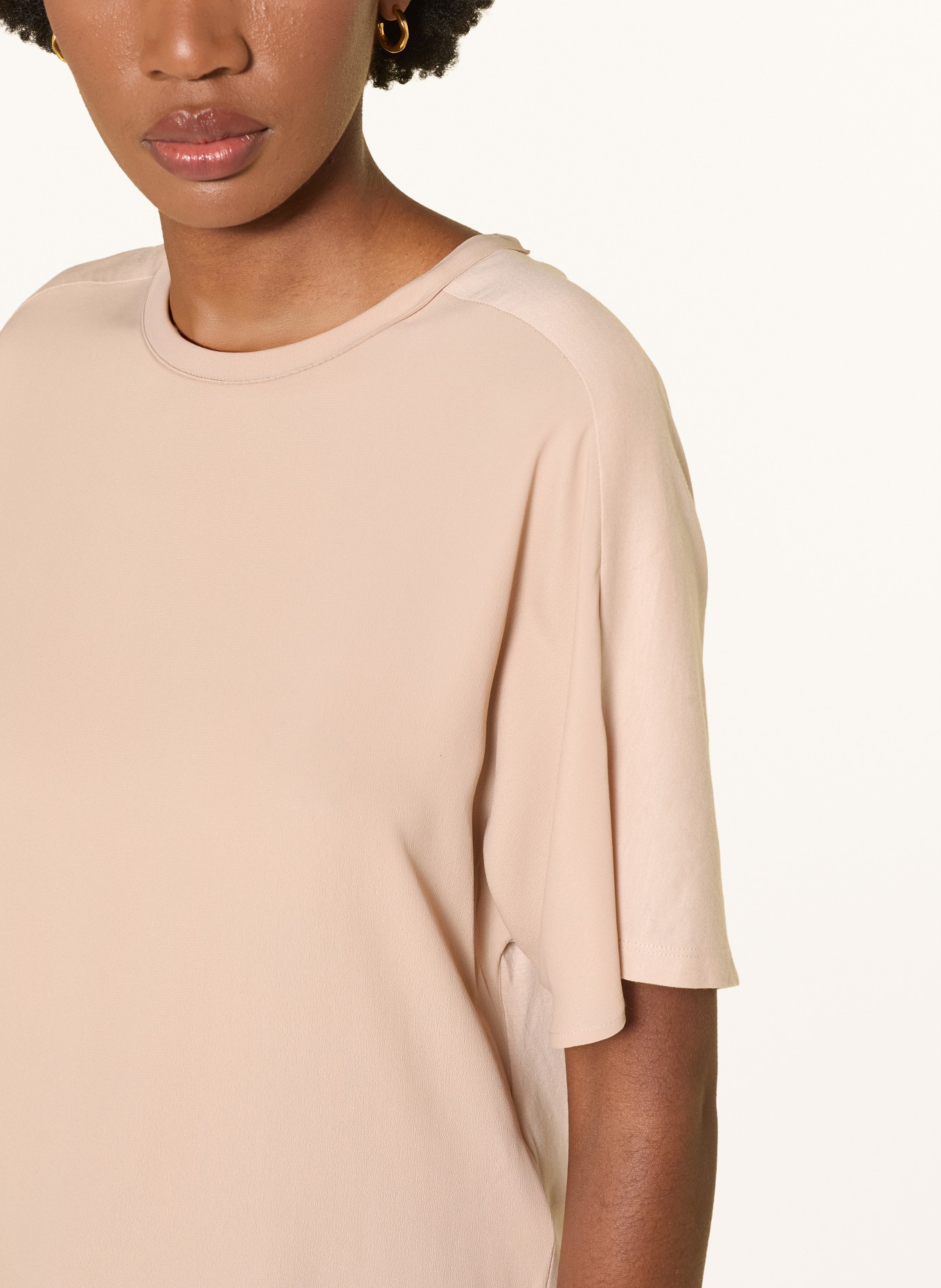 LUISA CERANO Blusenshirt im Materialmix: HELLBRAUN