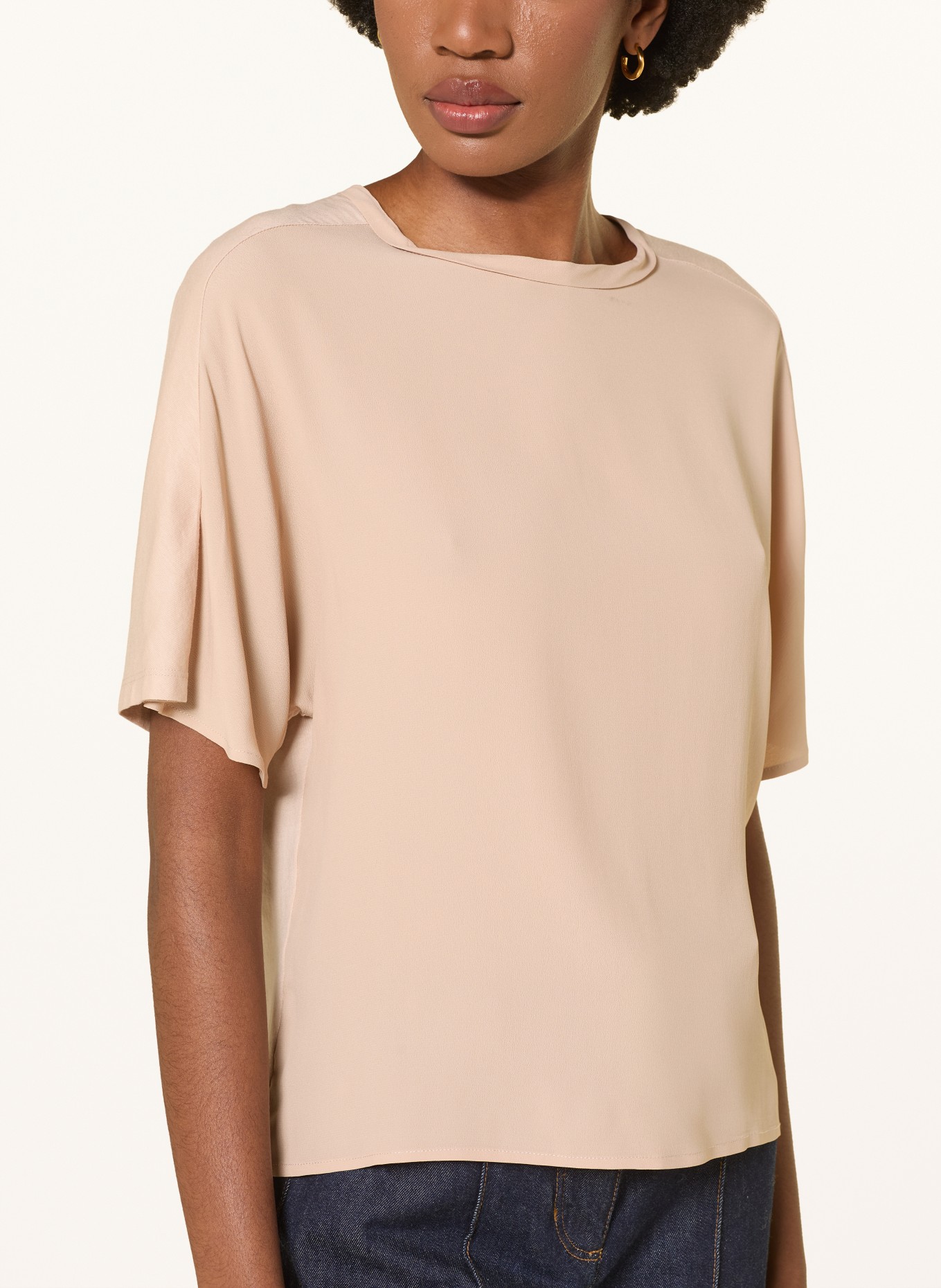 LUISA CERANO Blusenshirt im Materialmix: HELLBRAUN
