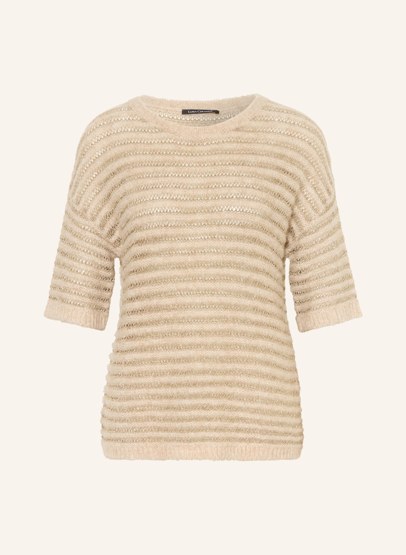 LUISA CERANO Tricou din tricot cu in și fir strălucitor: BEJ