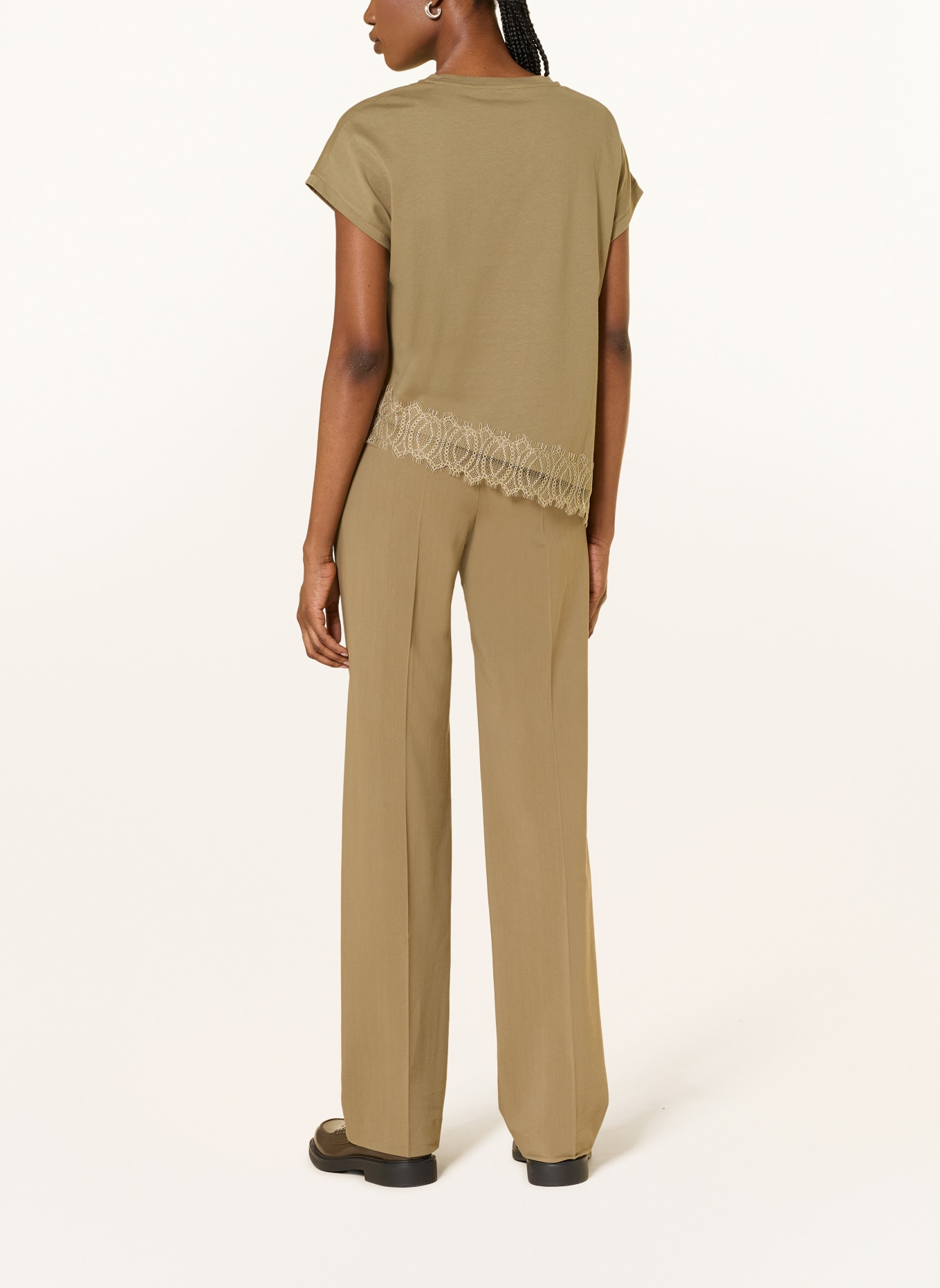 LUISA CERANO T-shirt with lace: OLIVE