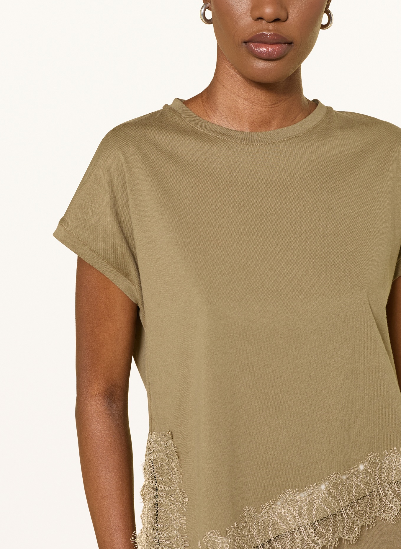 LUISA CERANO T-shirt with lace: OLIVE