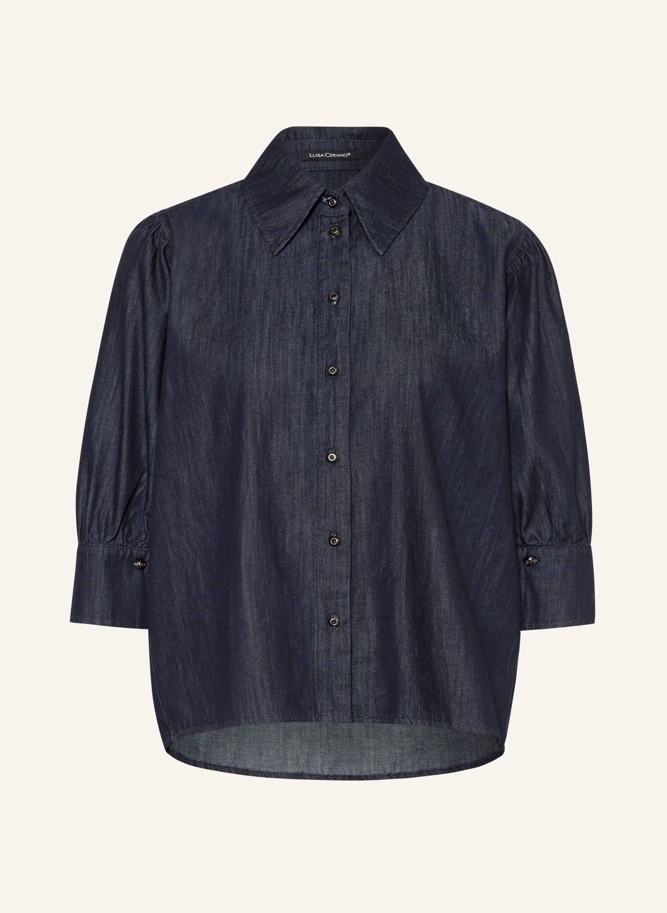 LUISA CERANO Denim blouse with 3/4 sleeves: DARK BLUE