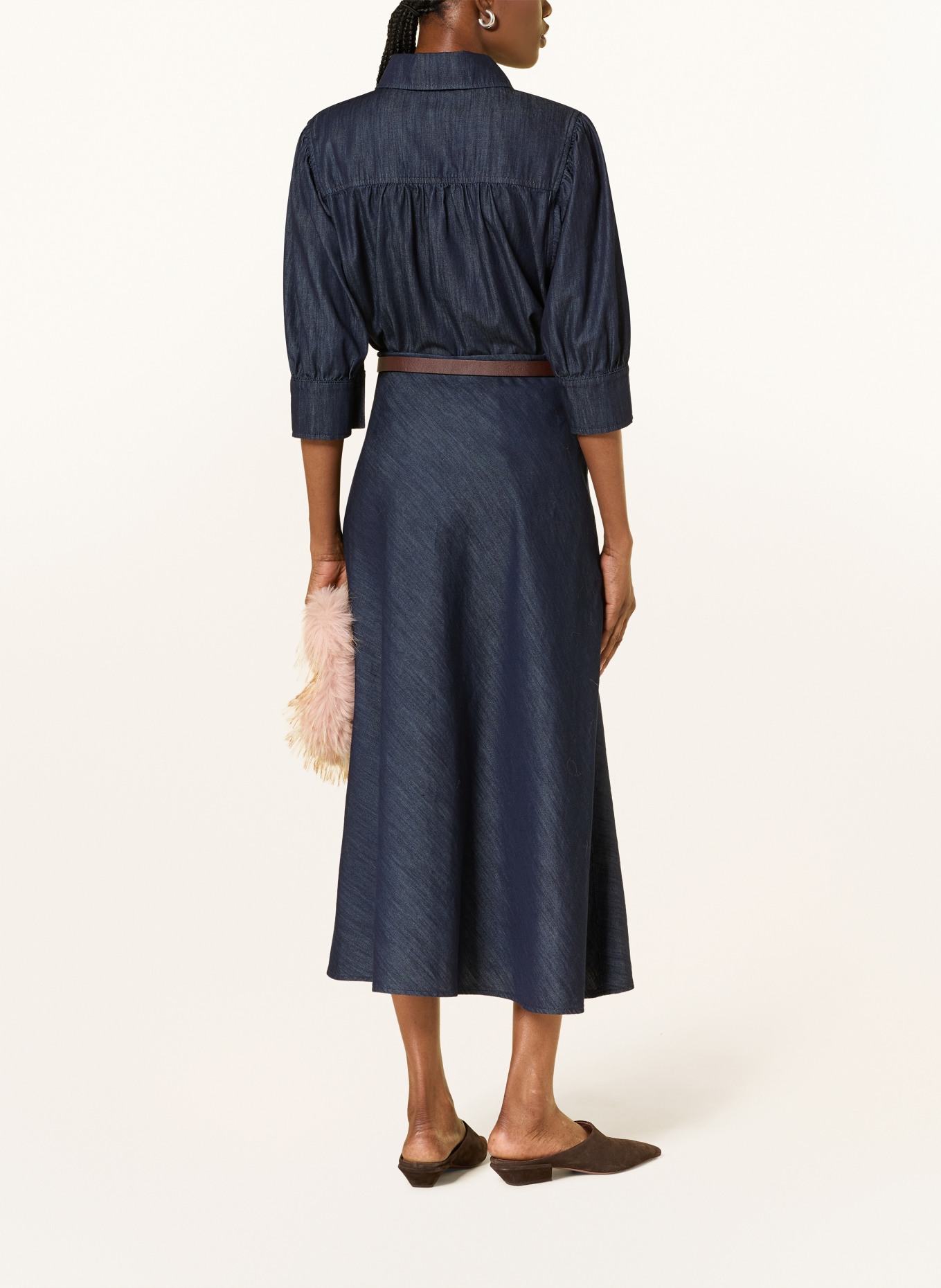 LUISA CERANO Denim blouse with 3/4 sleeves: DARK BLUE