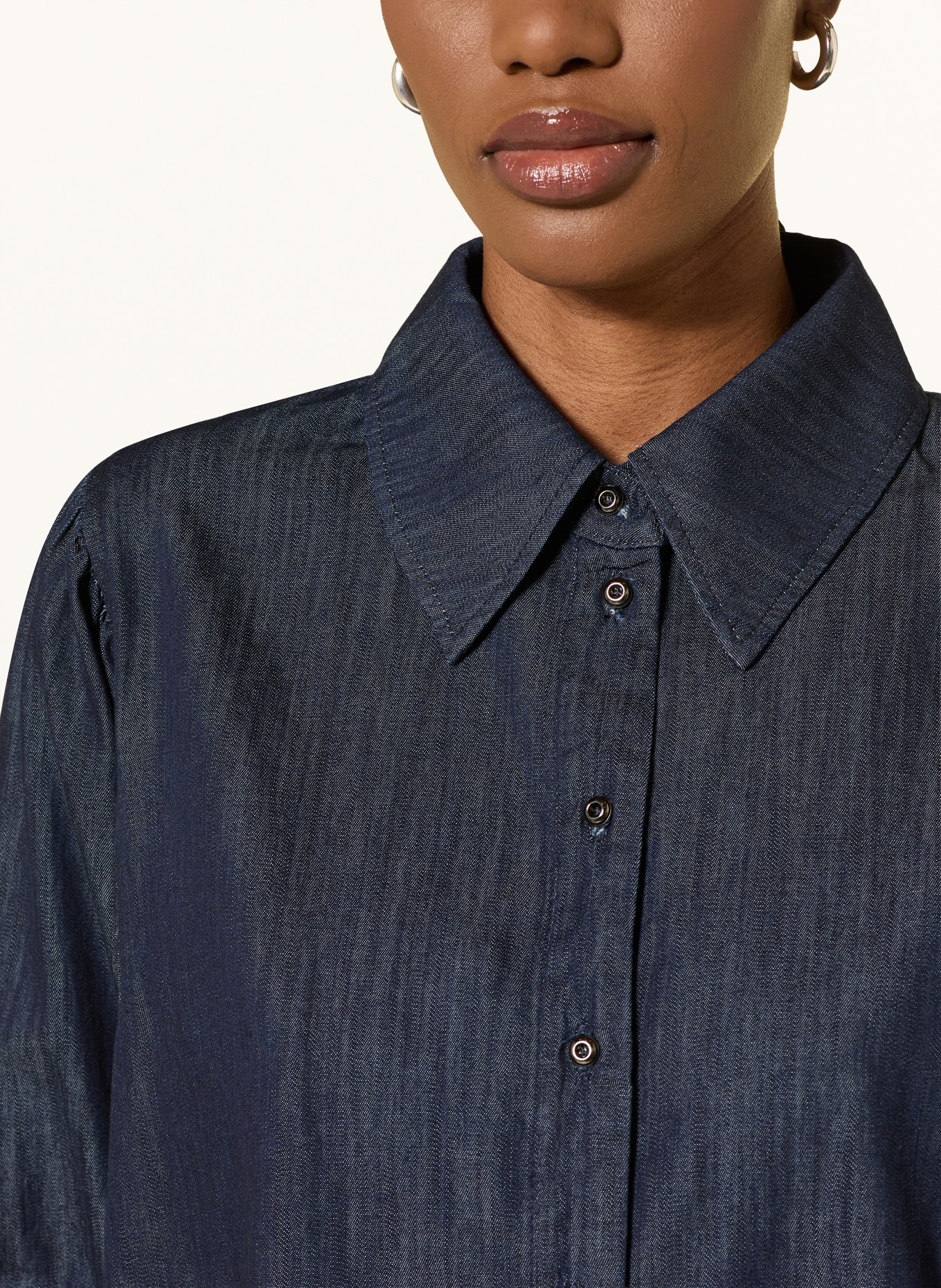 LUISA CERANO Denim blouse with 3/4 sleeves: DARK BLUE
