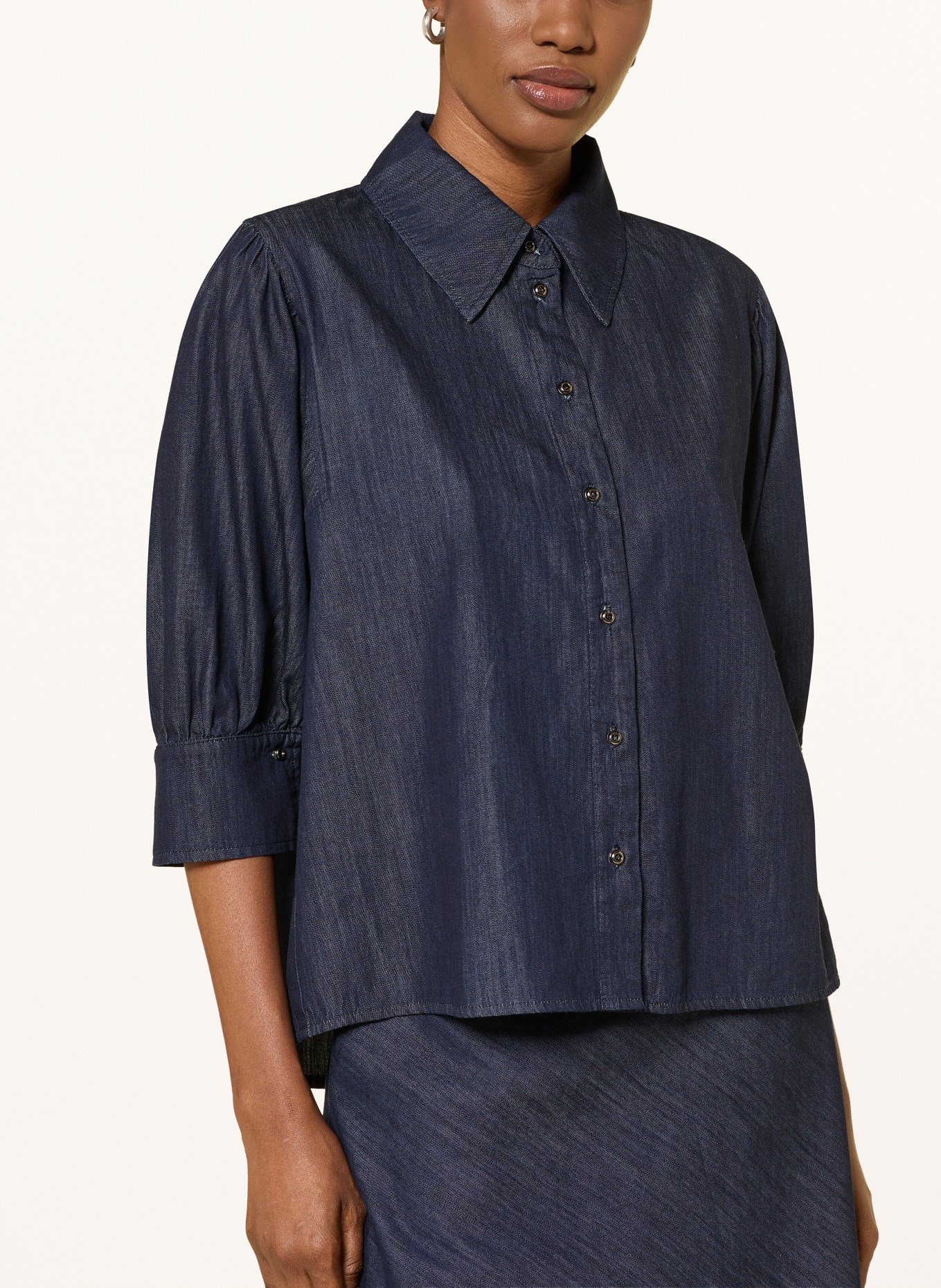 LUISA CERANO Denim blouse with 3/4 sleeves: DARK BLUE