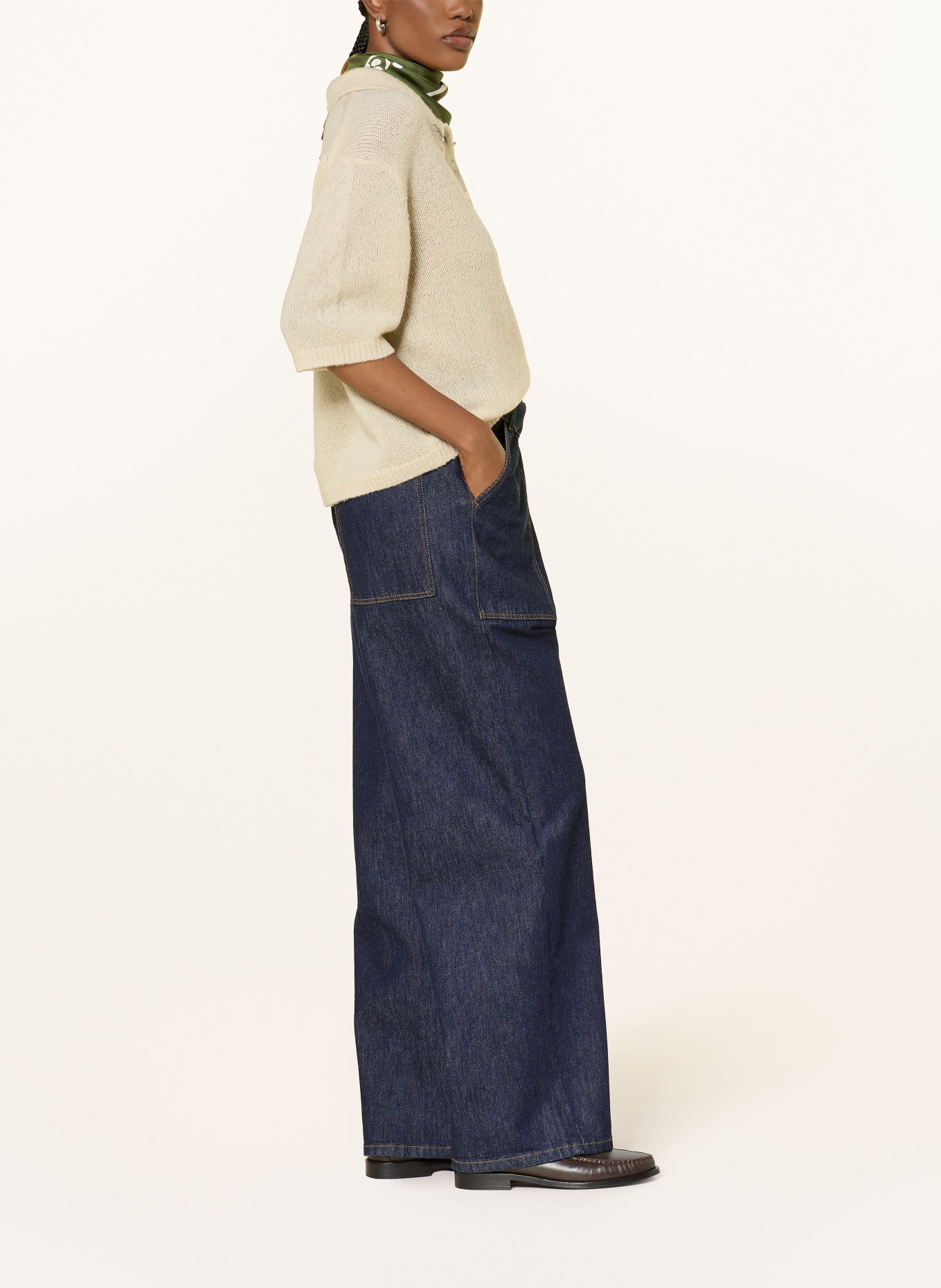 LUISA CERANO Wide Leg Jeans: 252 navy