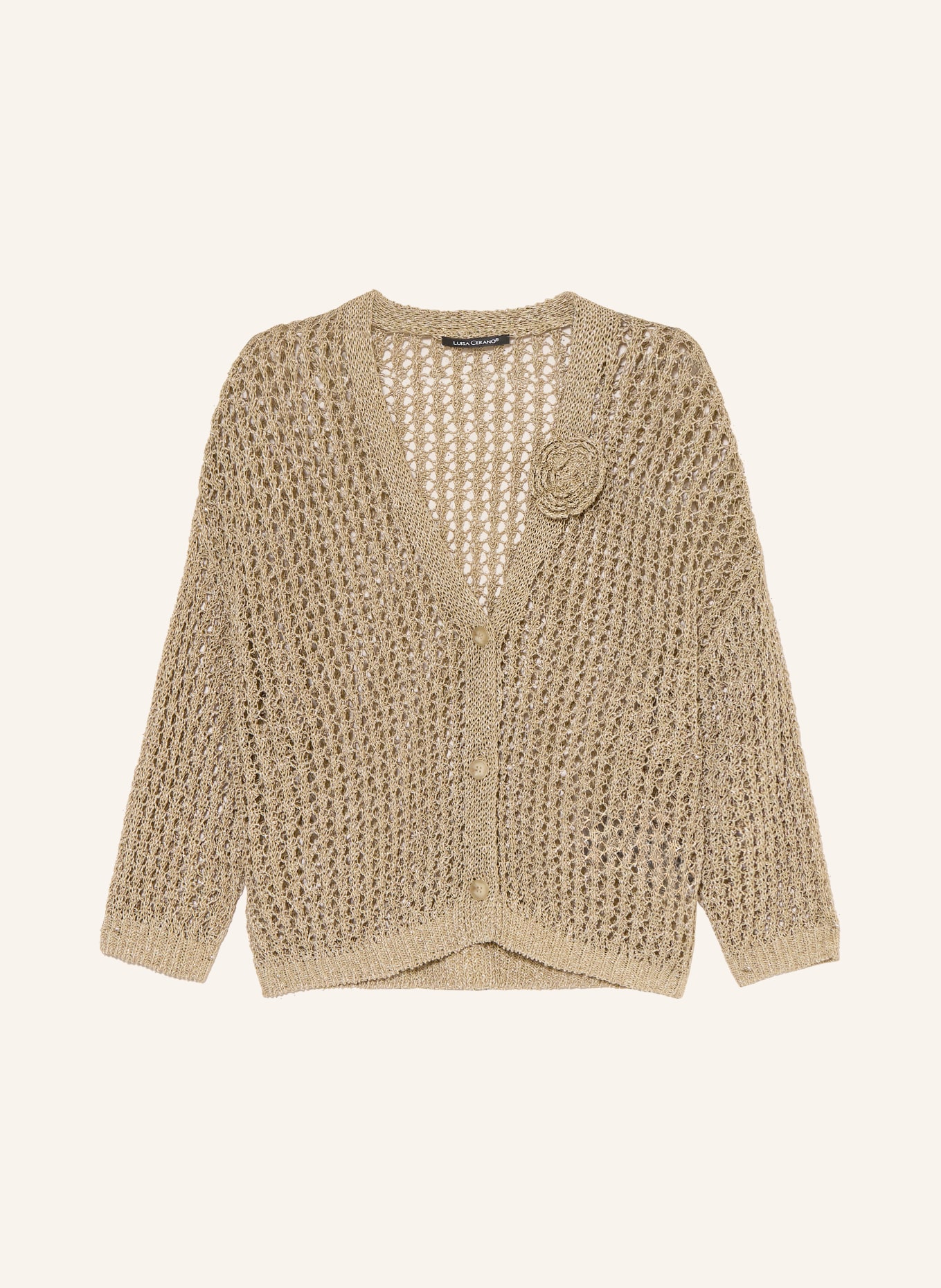 LUISA CERANO Cardigan din in cu fir strălucitor: BEJ