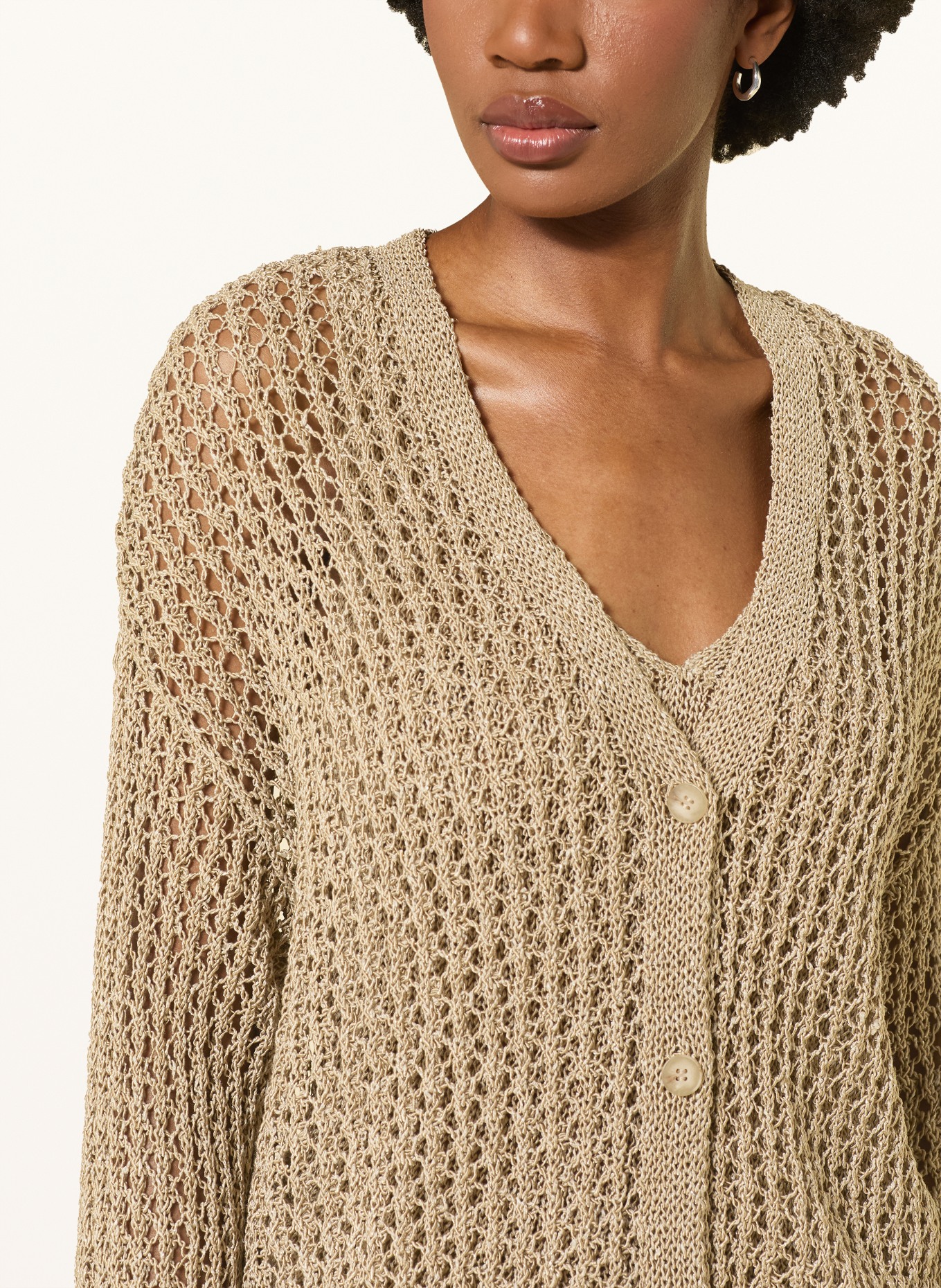 LUISA CERANO Cardigan din in cu fir strălucitor: BEJ