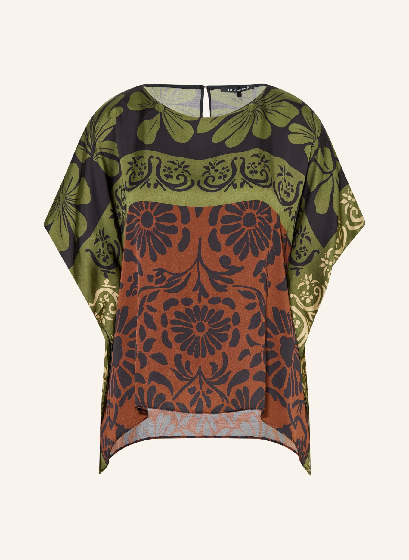 LUISA CERANO Satin blouse: GREEN / DARK RED / DARK BLUE