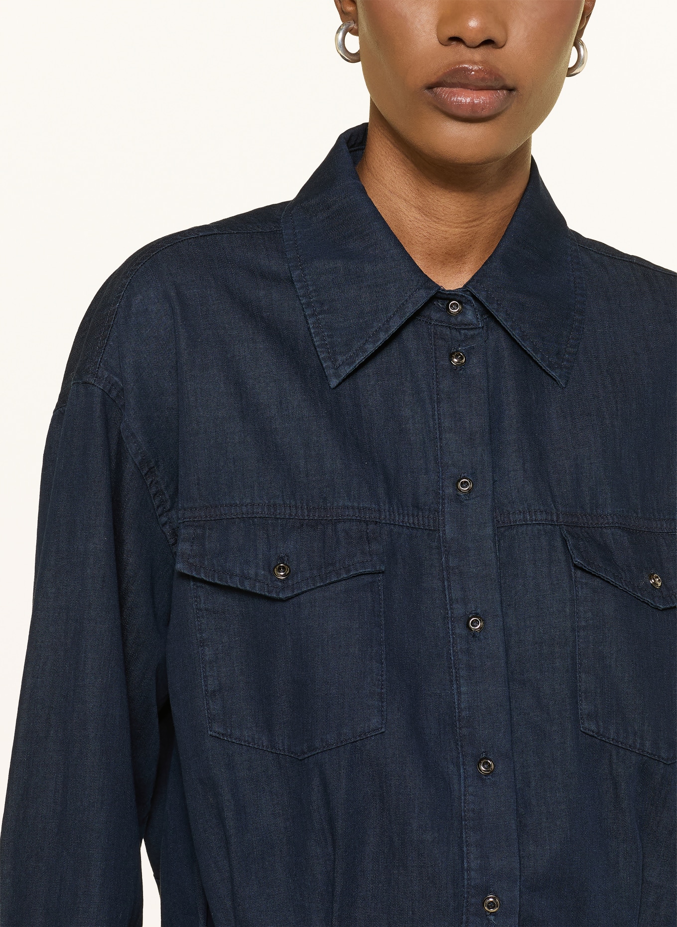 LUISA CERANO Jeansbluse: DUNKELBLAU