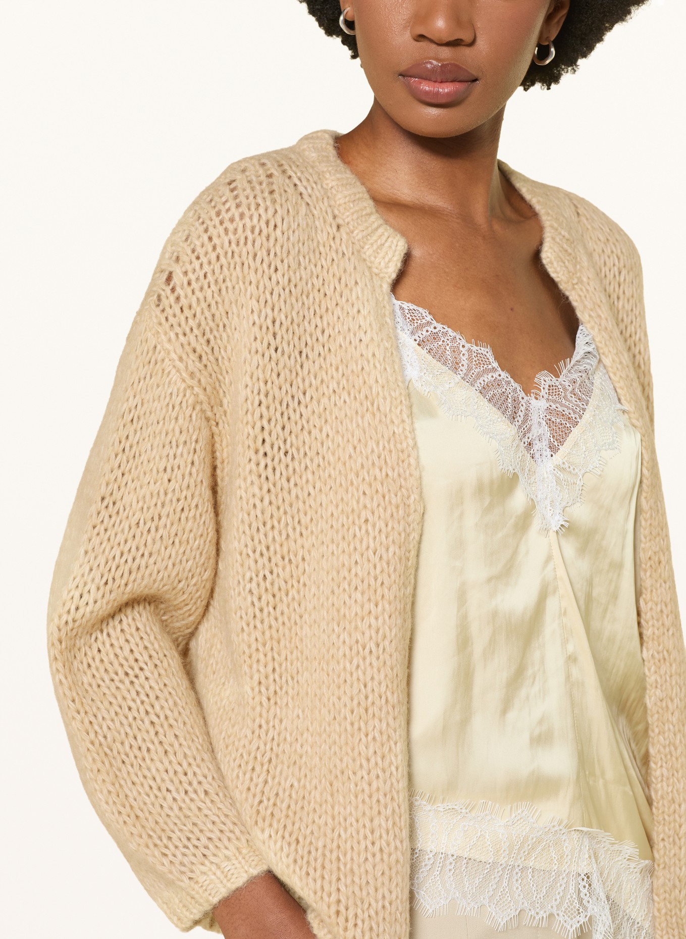 LUISA CERANO Knitted cover with alpaca: CAMEL