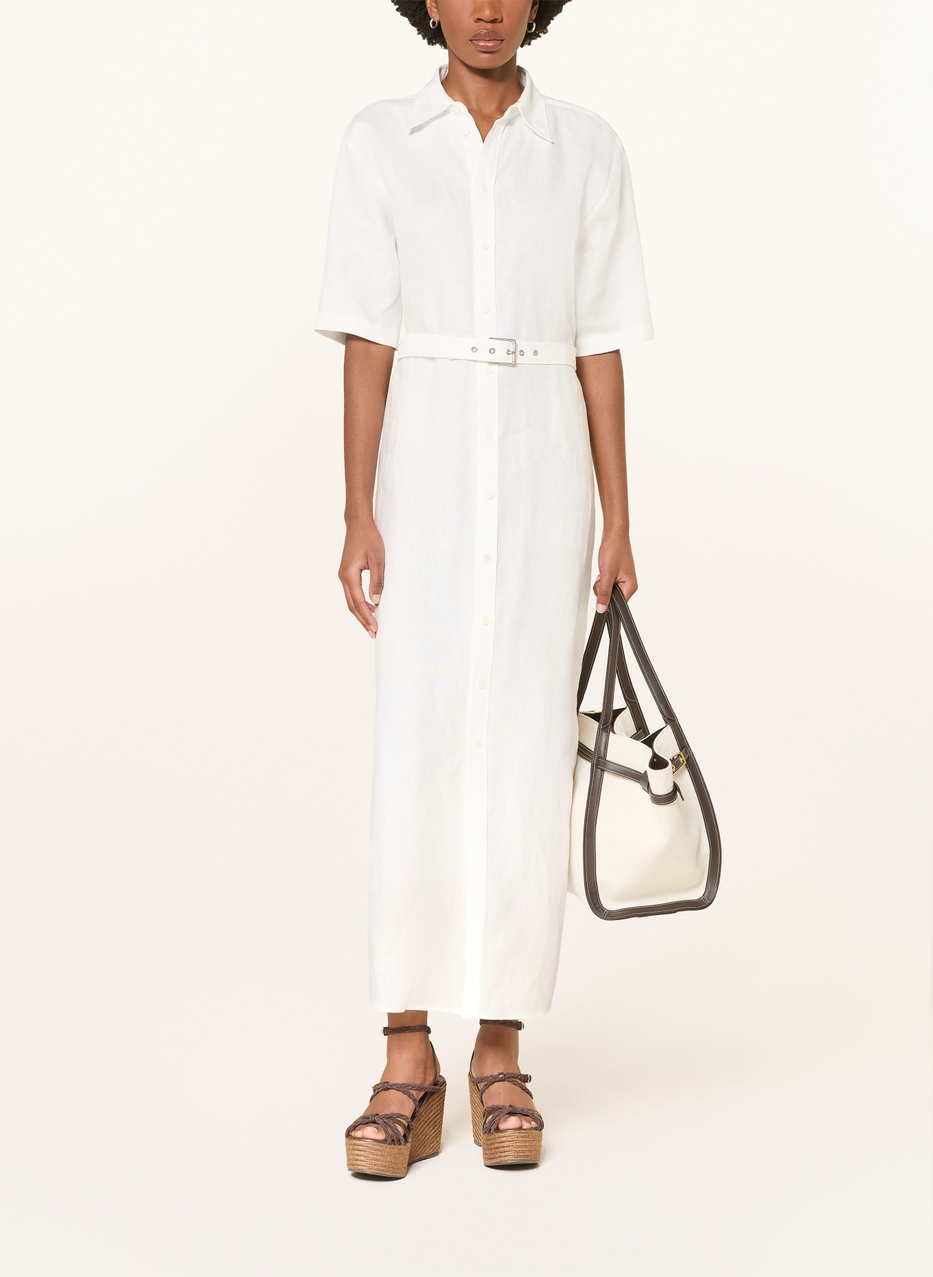 RALPH LAUREN Collection Lněné šaty CAROL: KRÉMOVÁ