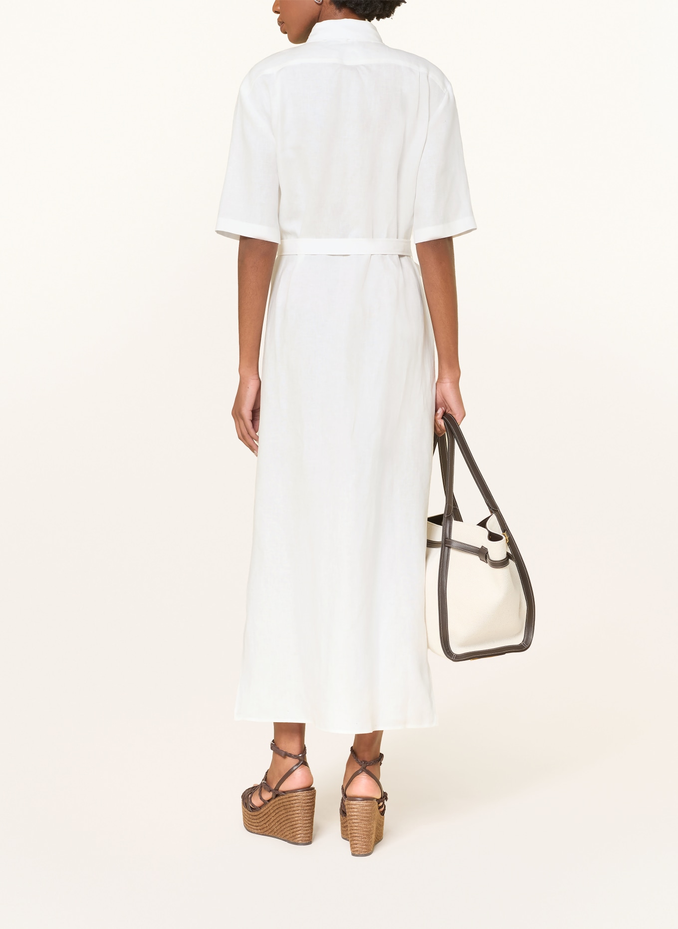 RALPH LAUREN Collection Lněné šaty CAROL: KRÉMOVÁ