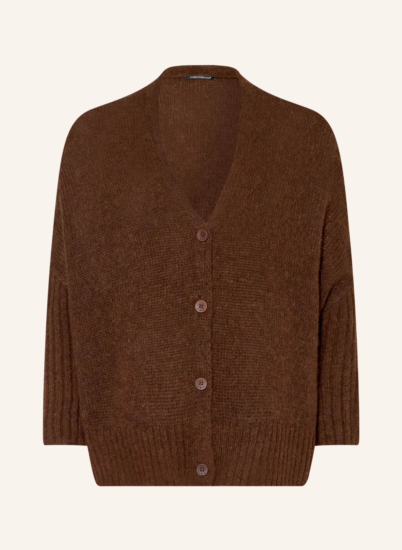 LUISA CERANO Cardigan en alpaga: MARRON FONCÉ