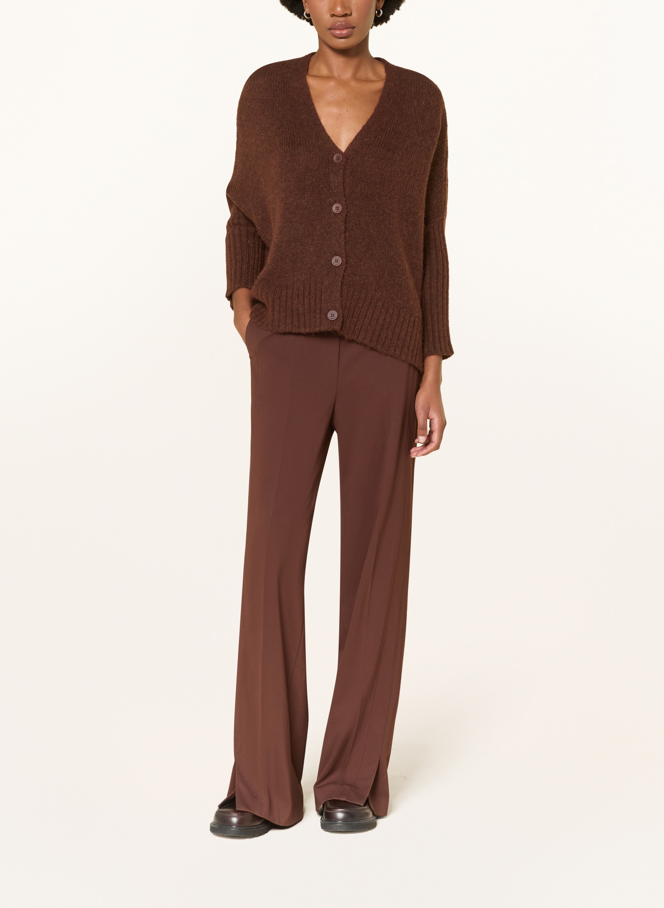 LUISA CERANO Cardigan en alpaga: MARRON FONCÉ