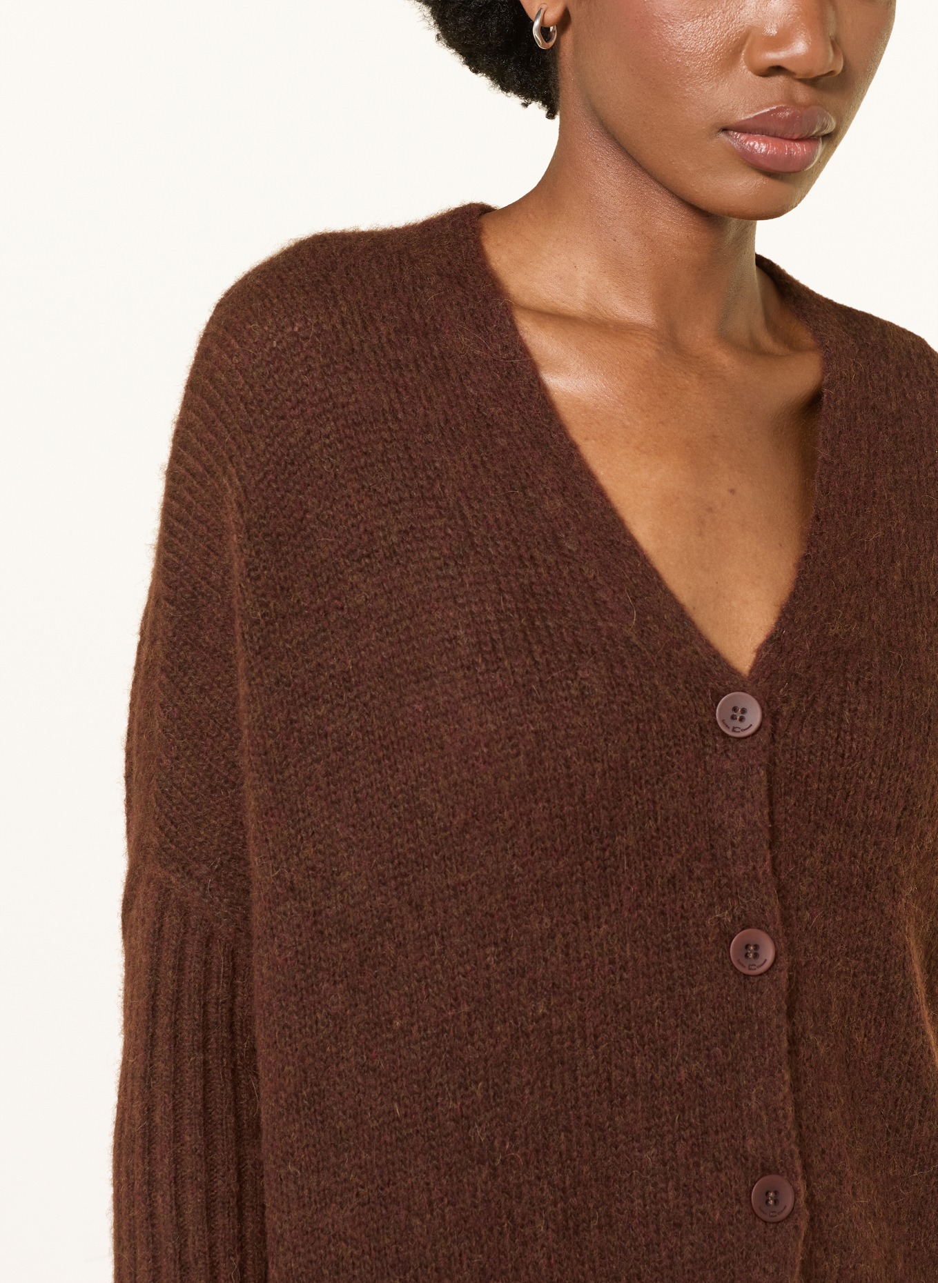 LUISA CERANO Cardigan en alpaga: MARRON FONCÉ