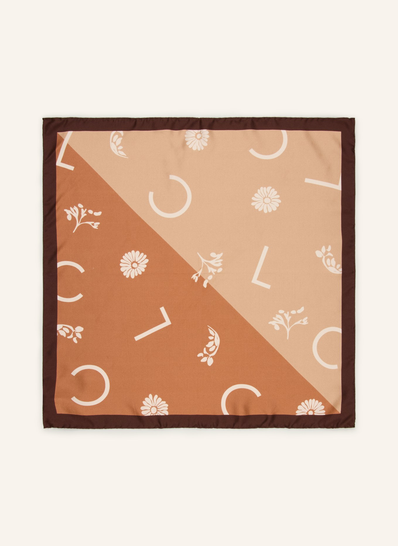 LUISA CERANO silk scarf: CAMEL / DARK BROWN / SALMON
