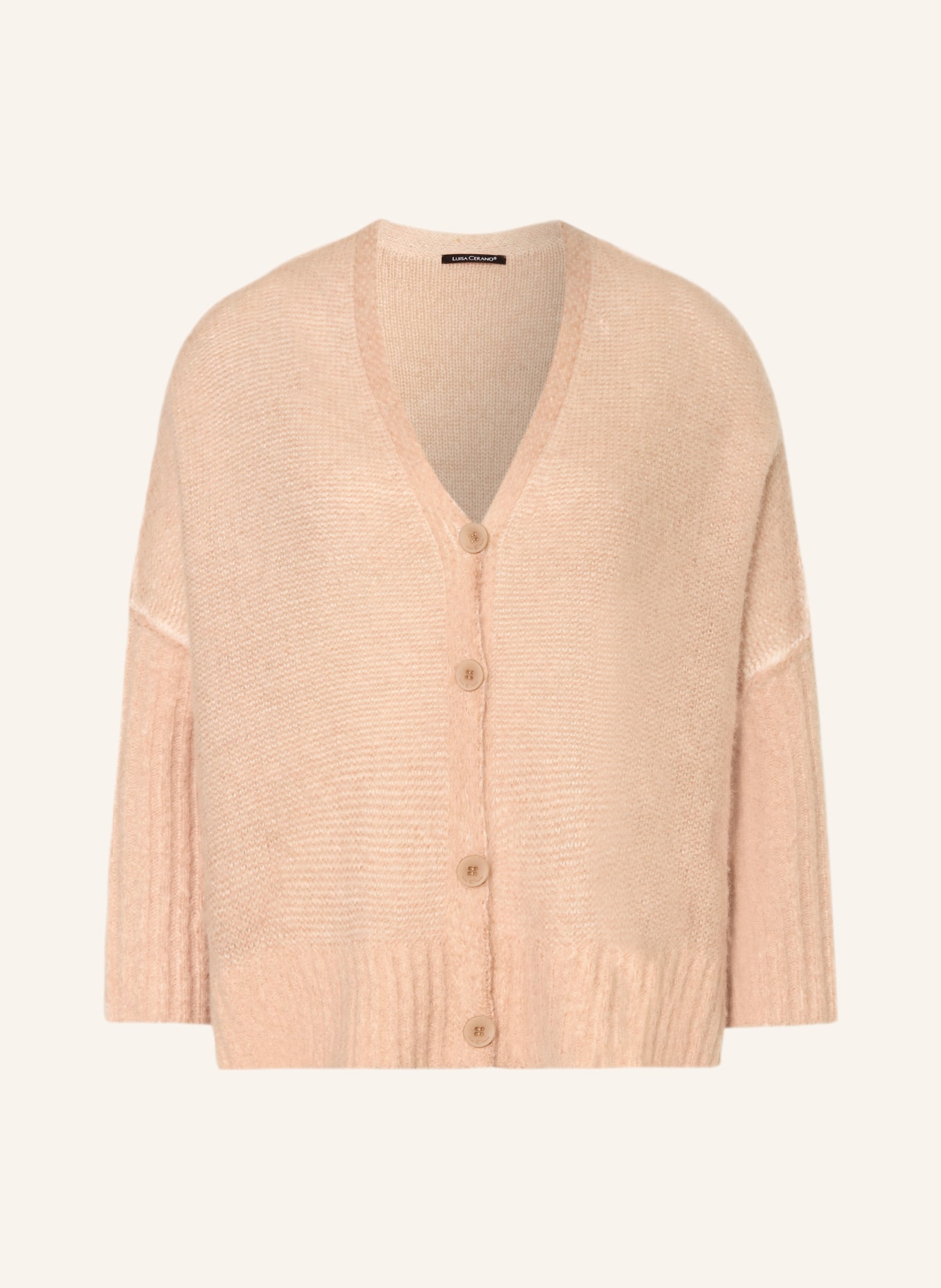 LUISA CERANO Strickjacke mit Alpaka und 3/4-Arm: CAMEL