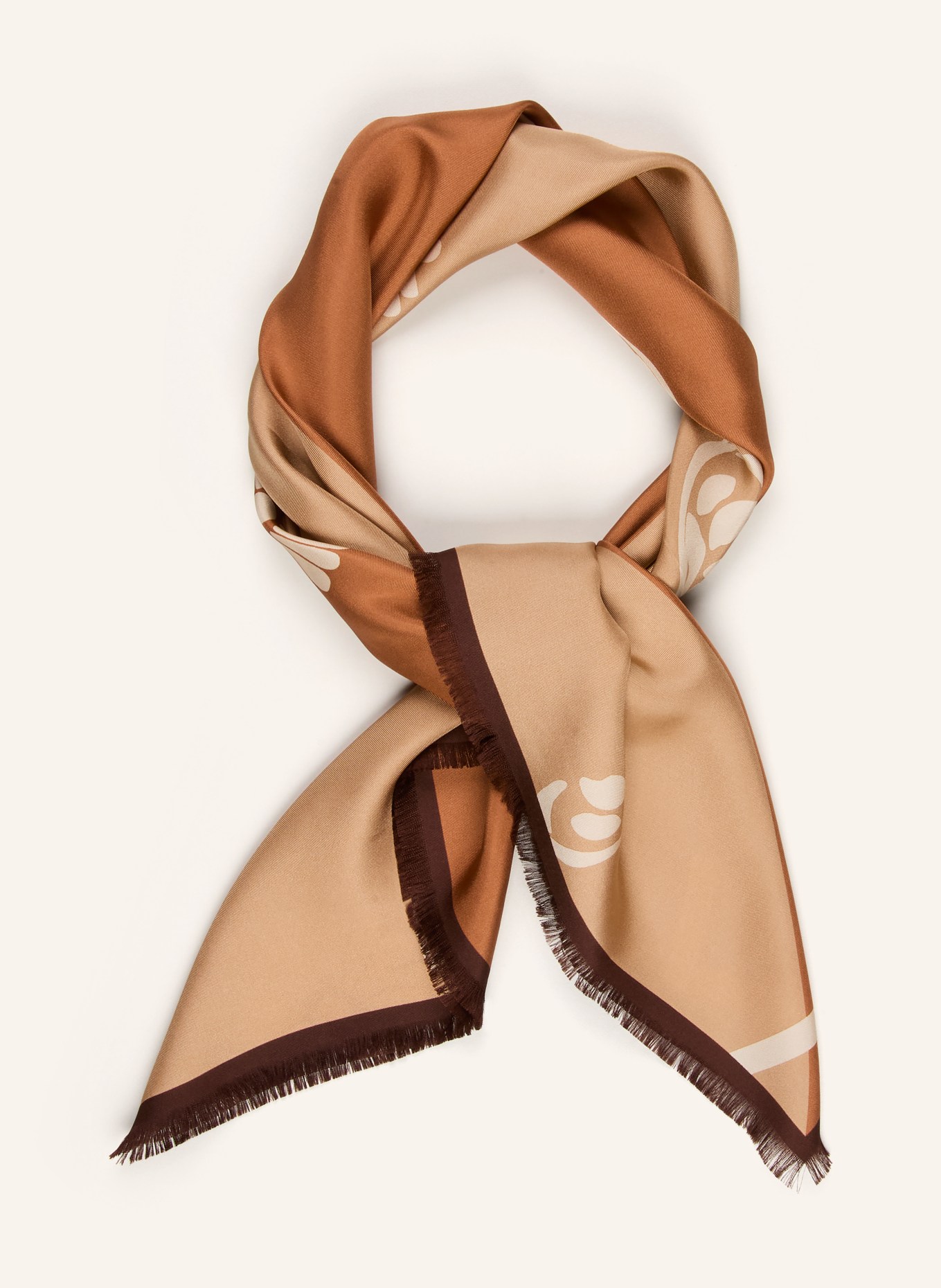 LUISA CERANO zijden sjaal: BEIGE / ROSÉGOUD / WIT
