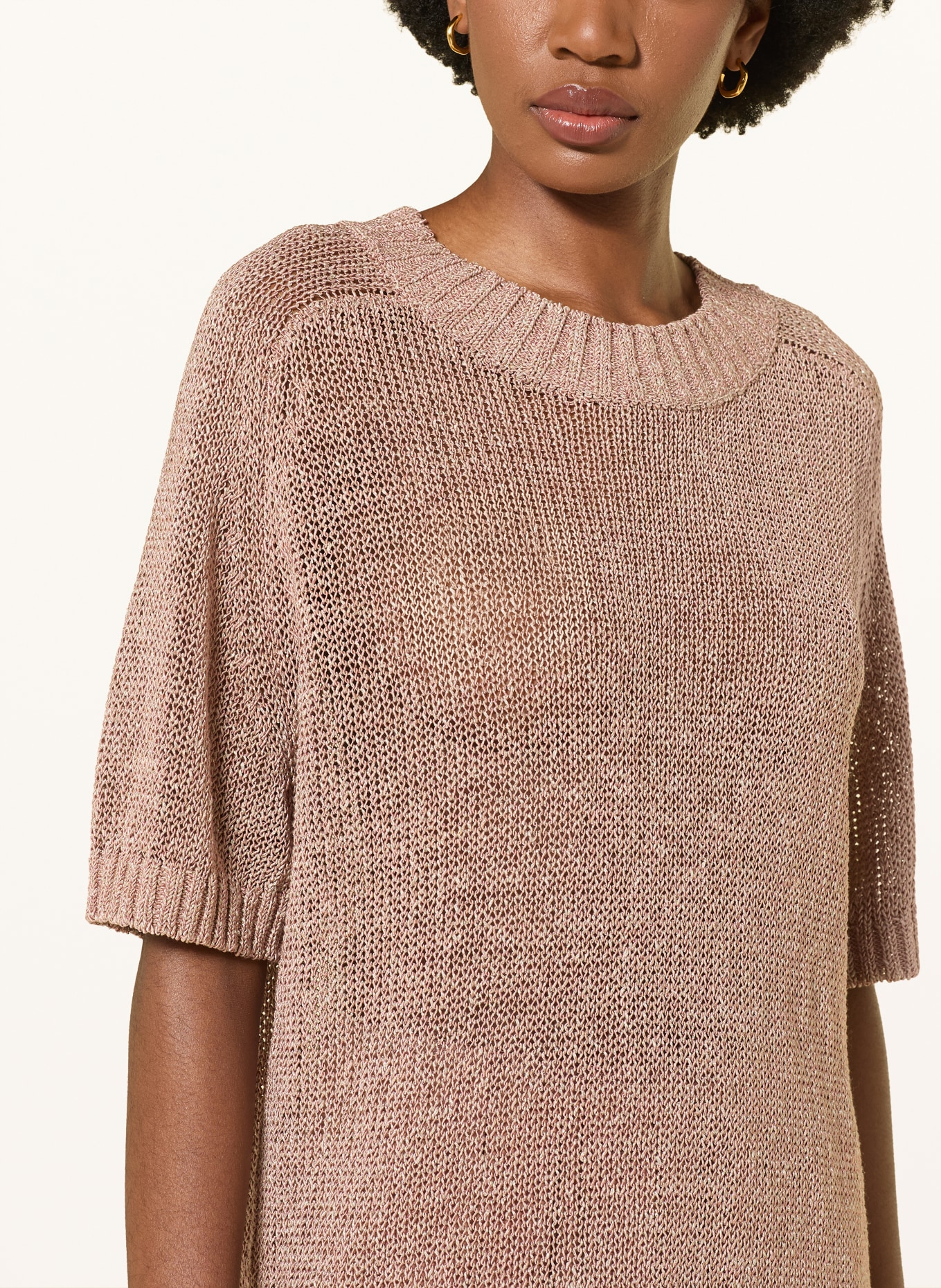 LUISA CERANO Strickshirt aus Leinen mit Glitzergarn: ALTROSA